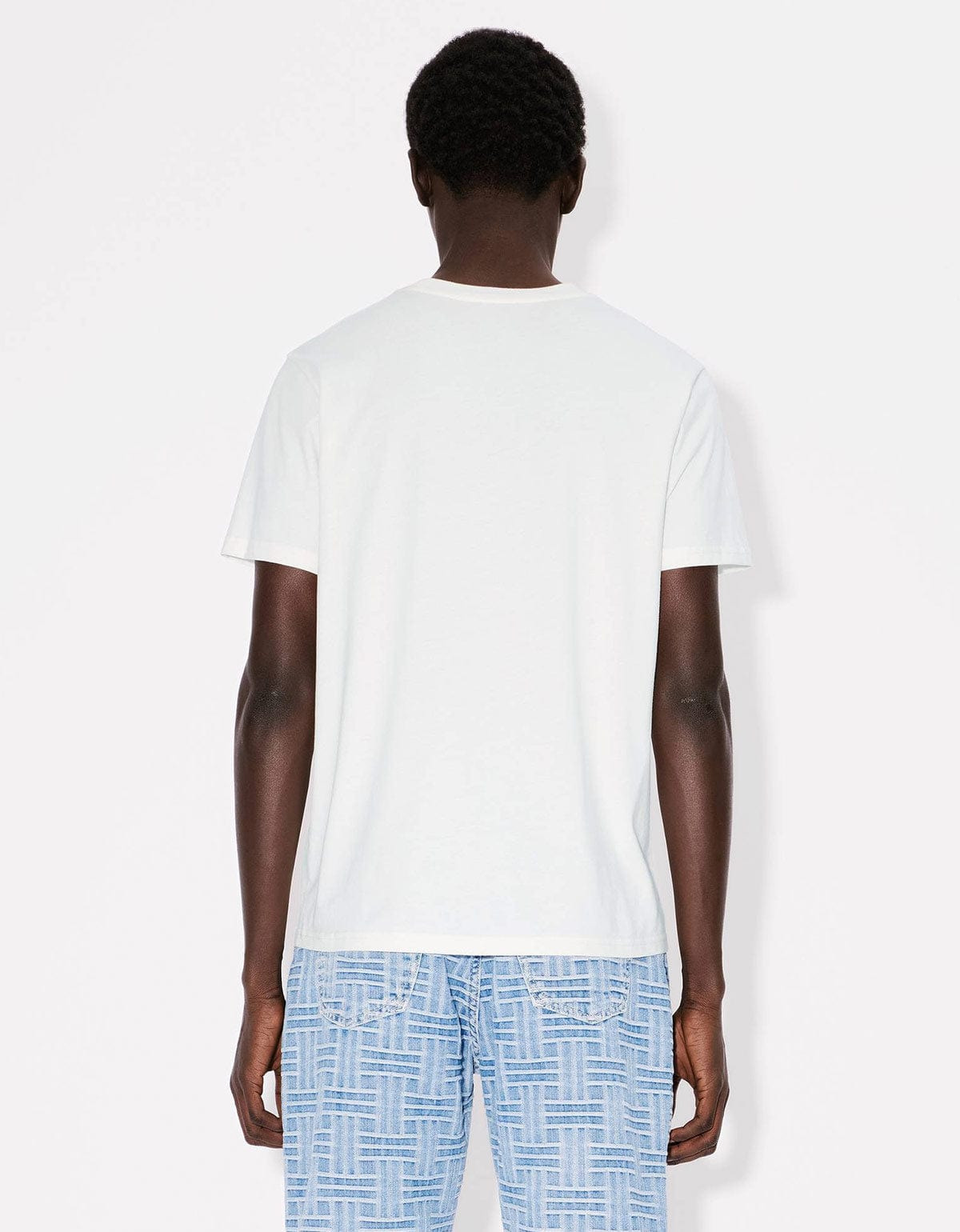 Kenzo Weave White Logo Embroidered T-Shirt - 4
