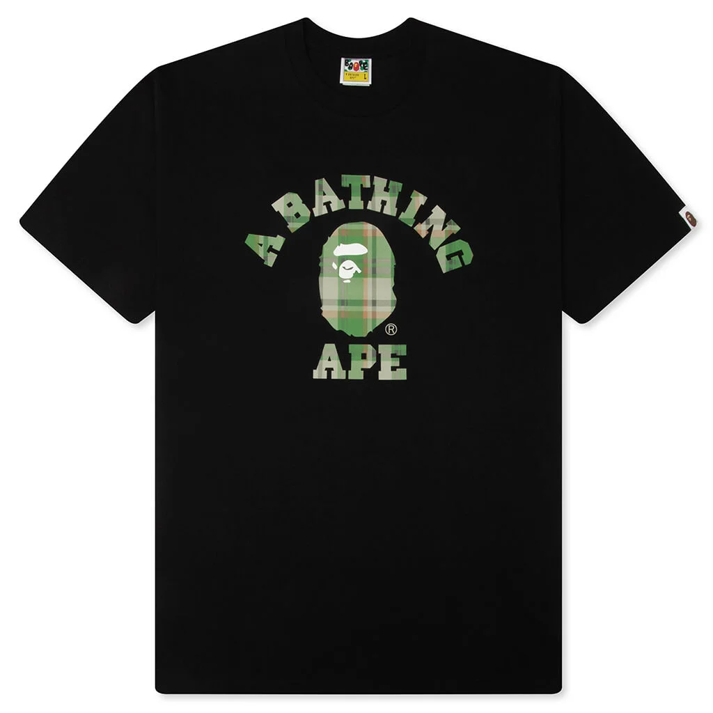 BAPE CHECK COLLEGE TEE - BLACK/GREEN - 1