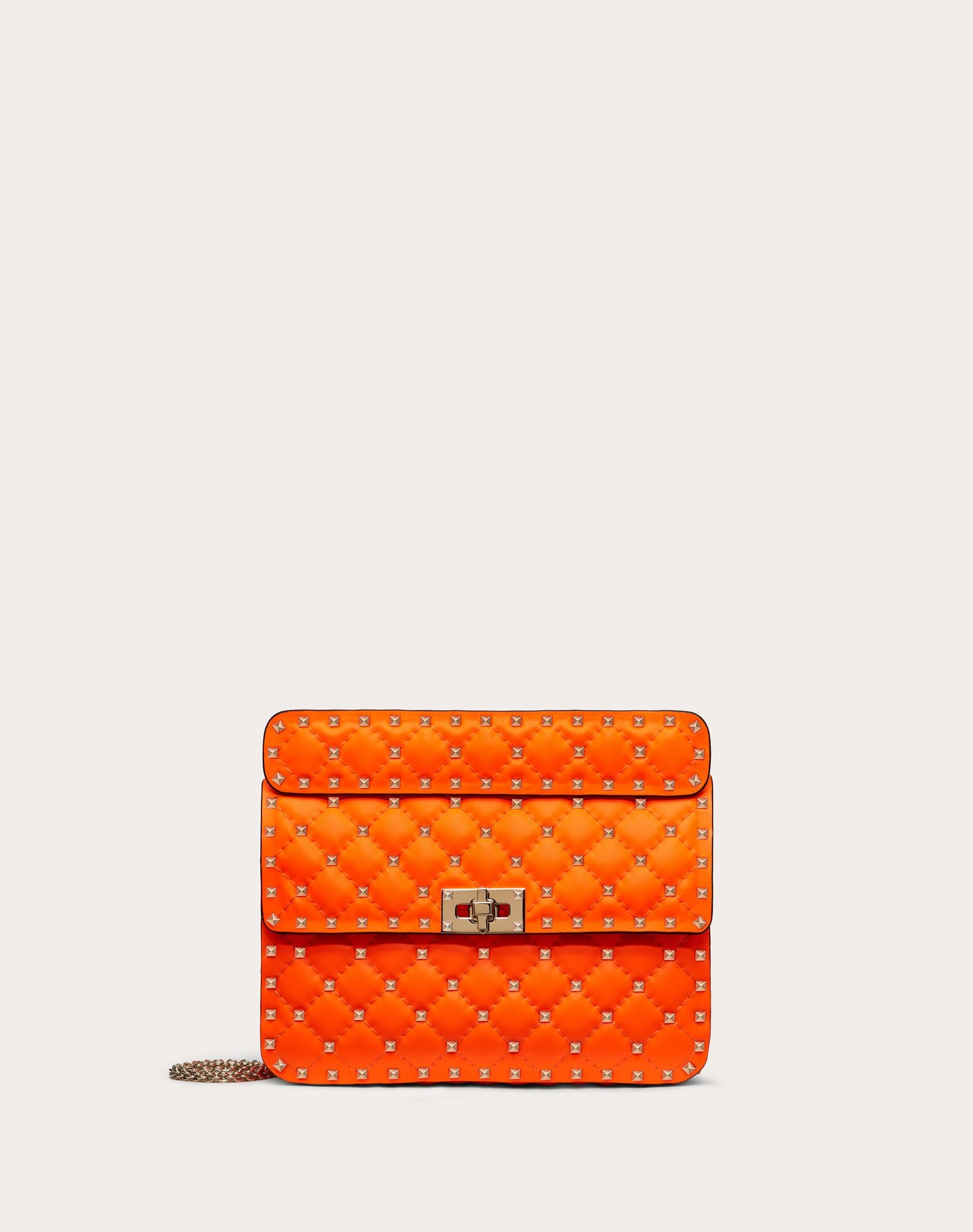 Medium Rockstud Spike fluo calfskin leather bag - 1