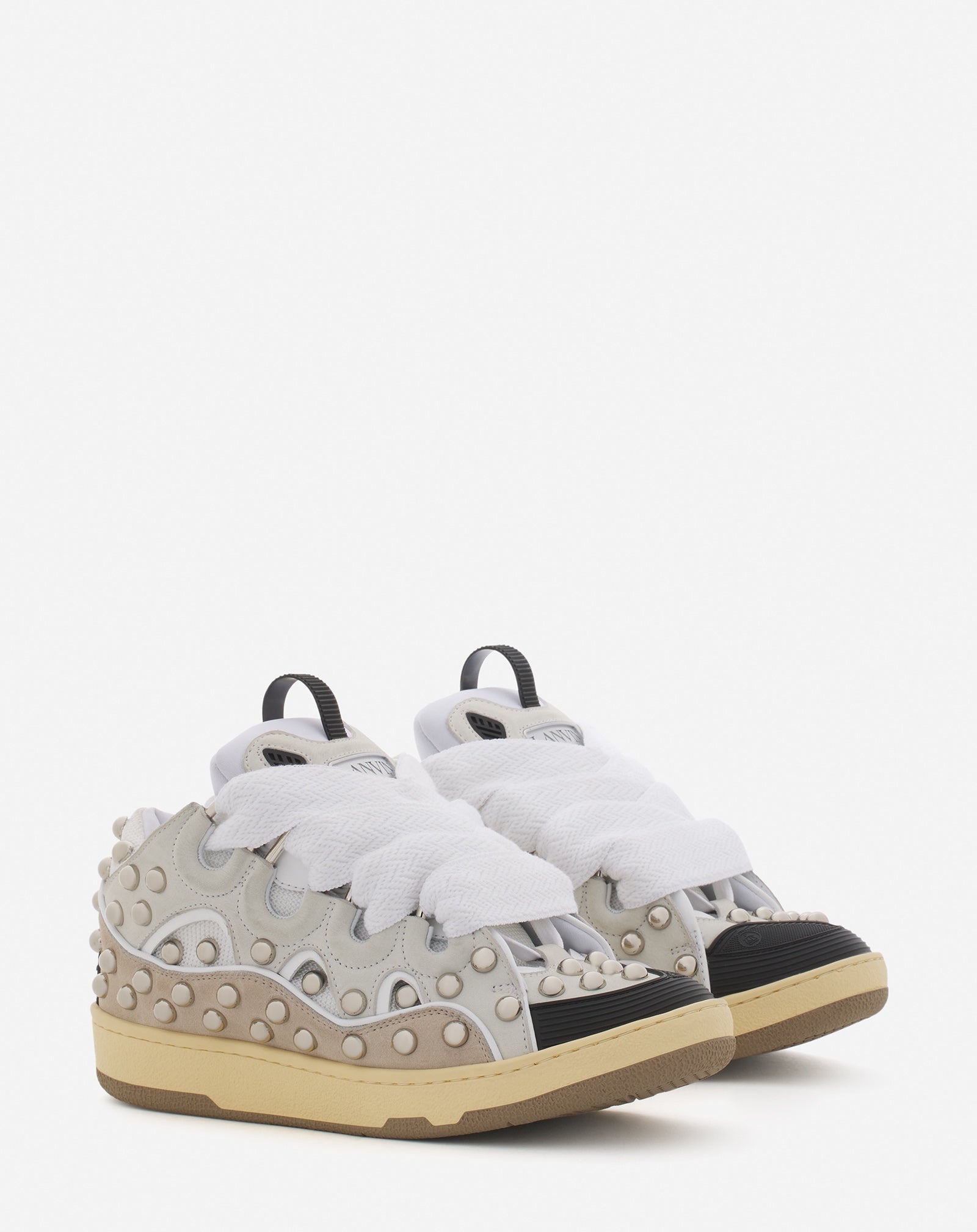 STUDDED LEATHER CURB SNEAKERS - 2