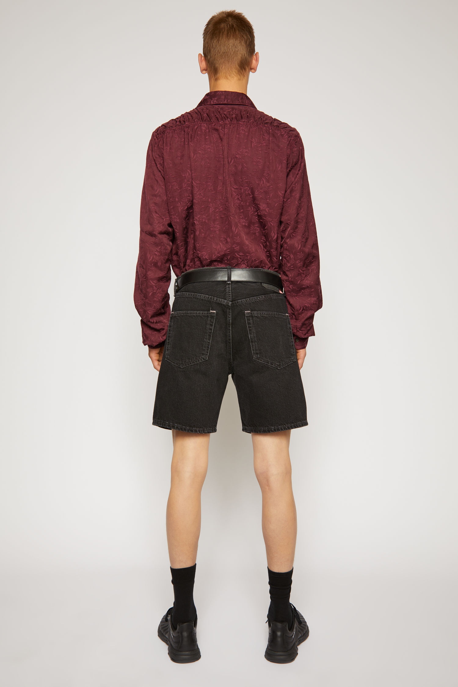 Mid-rise denim shorts black - 3