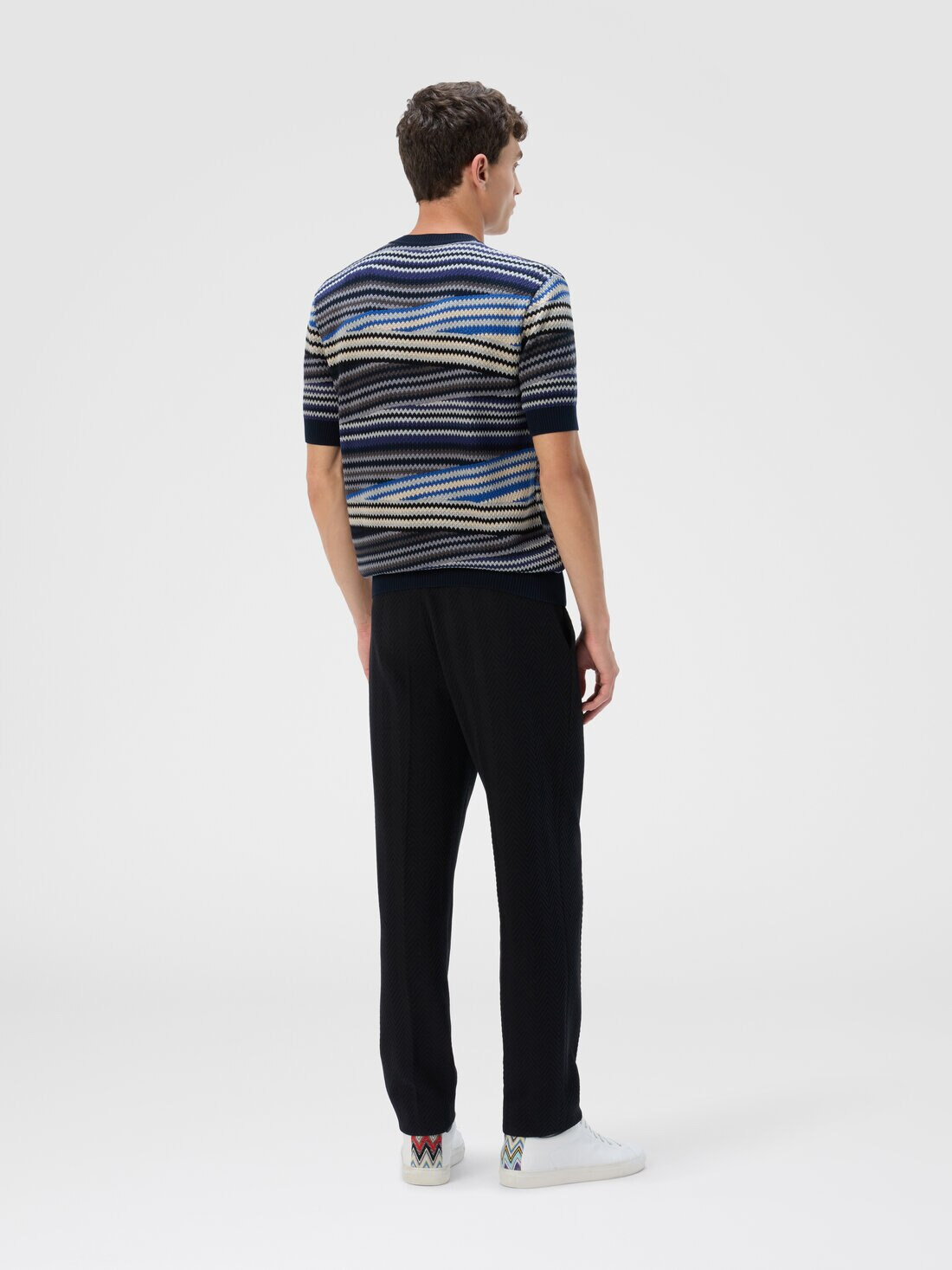 Short Sleeve T-Shirt with Striped Micro Zigzag - 3