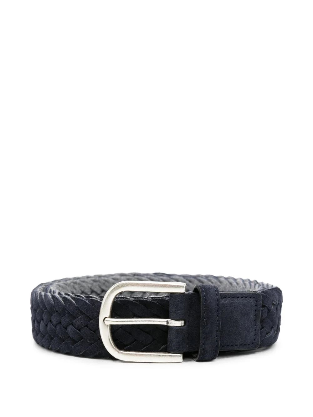 braided leather buckle belt - 1