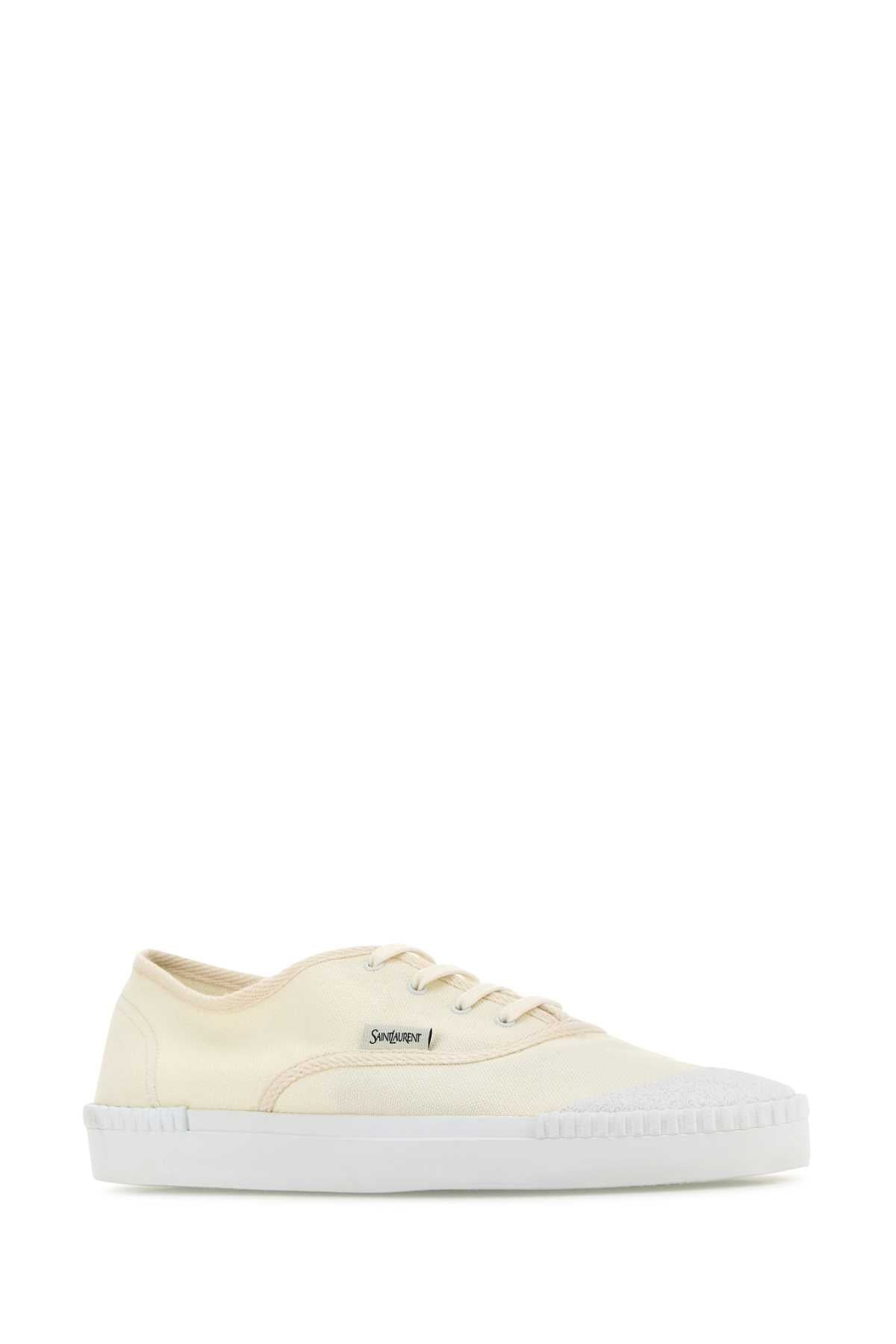 Saint Laurent Men Ivory Canvas Wes Sneakers - 2