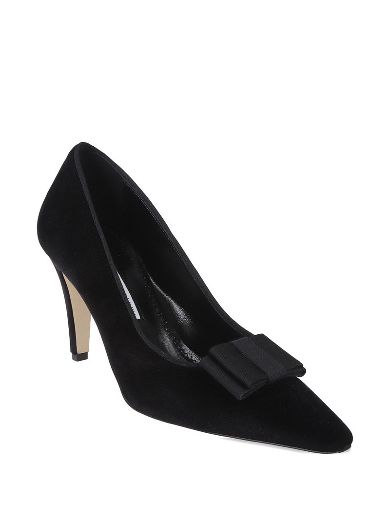 Manolo Blahnik bow-detailing velvet pumps outlook