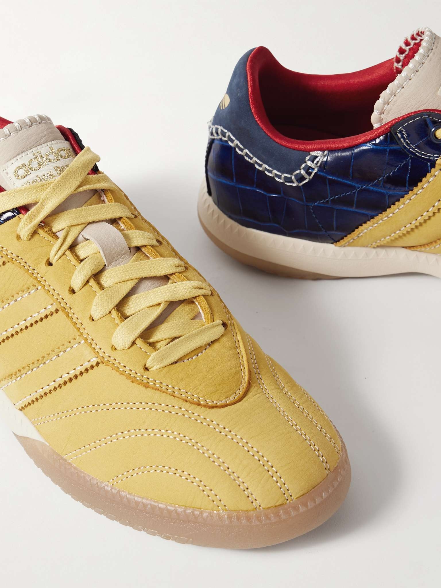 + Wales Bonner Samba Millennium Panelled Suede and Croc-Effect Leather Sneakers - 6