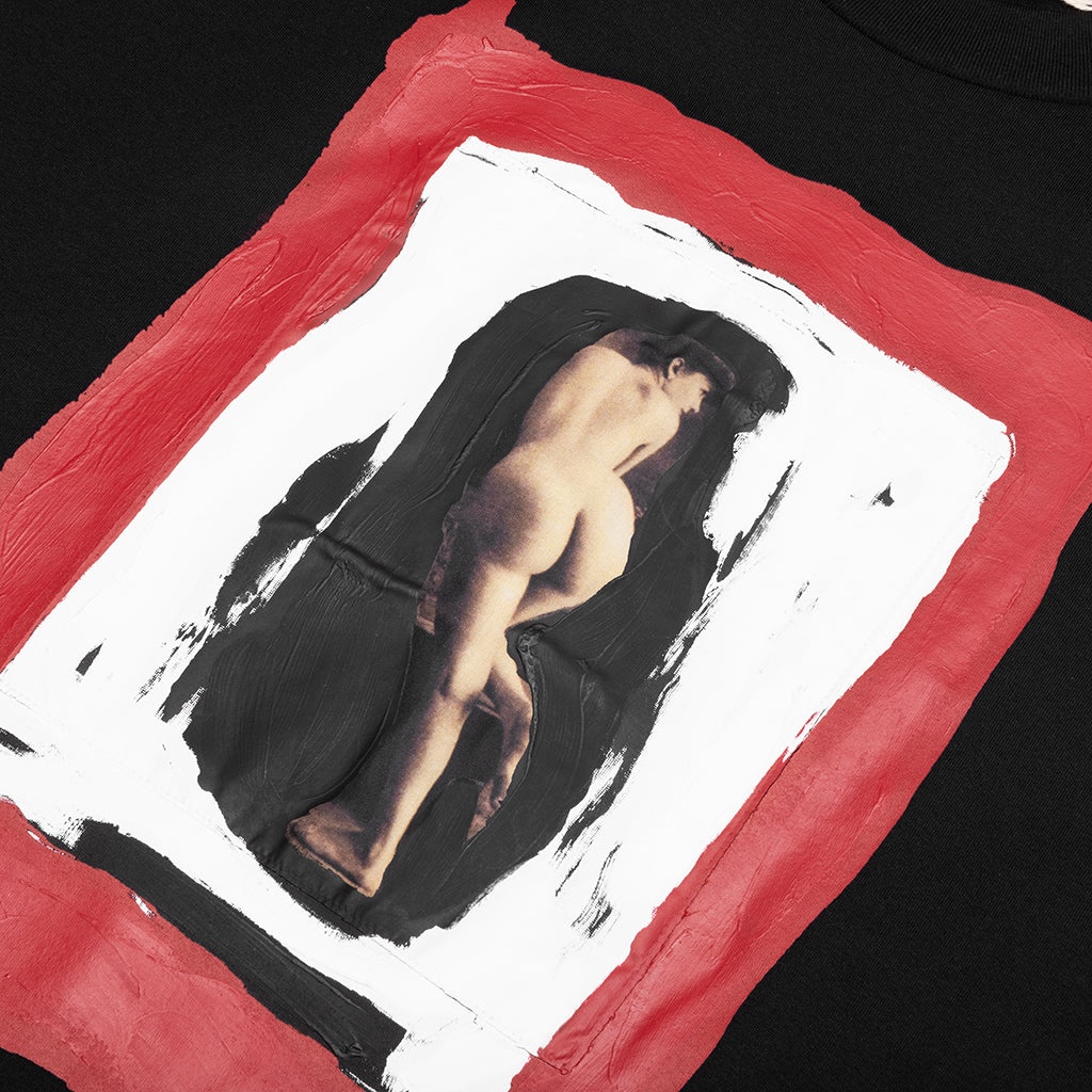 COTTON T-SHIRT WITH MENDED PATCH - BLACK - 3