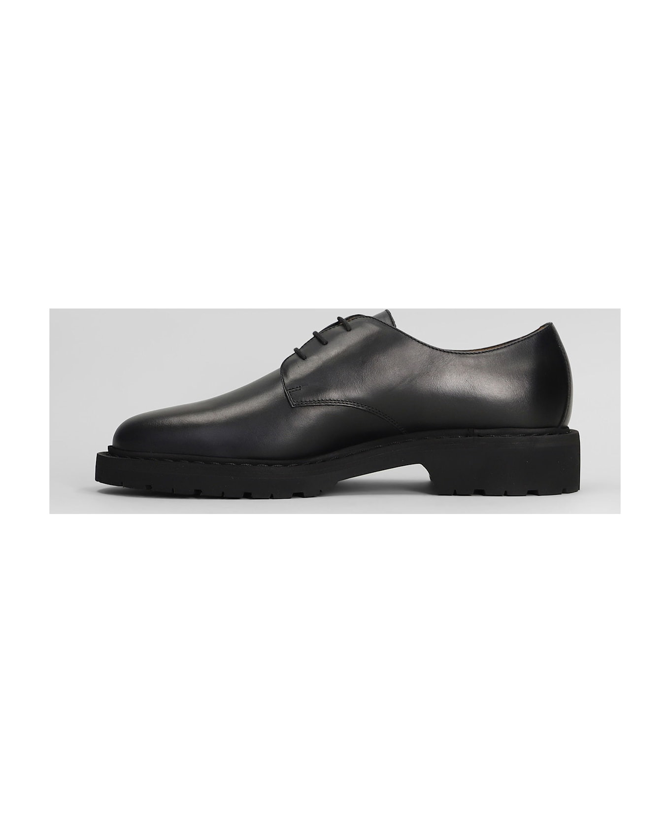 Derby Lace Up Shoes In Black Leather - 3