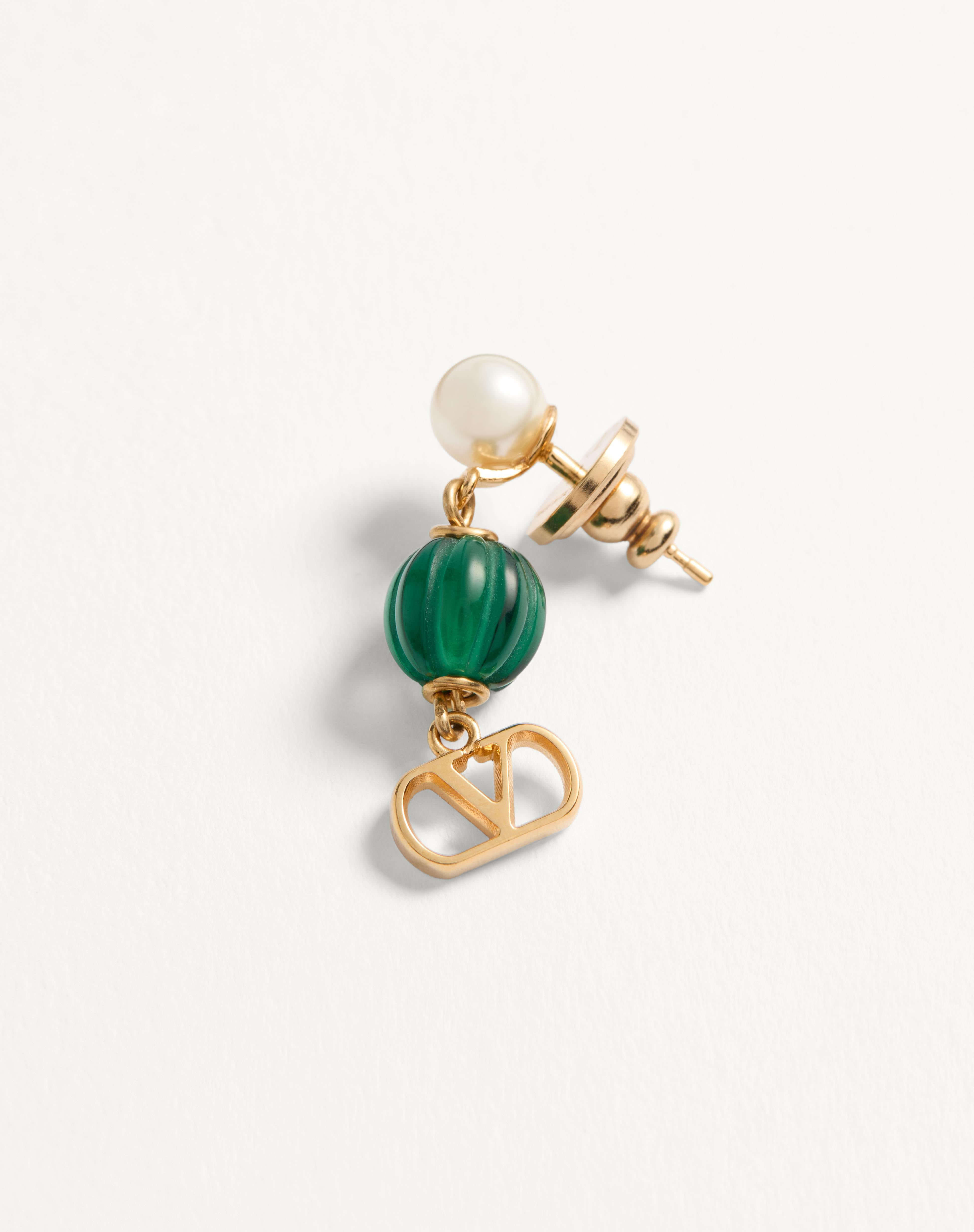 VLOGO SIGNATURE EARRINGS IN METAL, PEARL AND KNURLED GLASS - 3