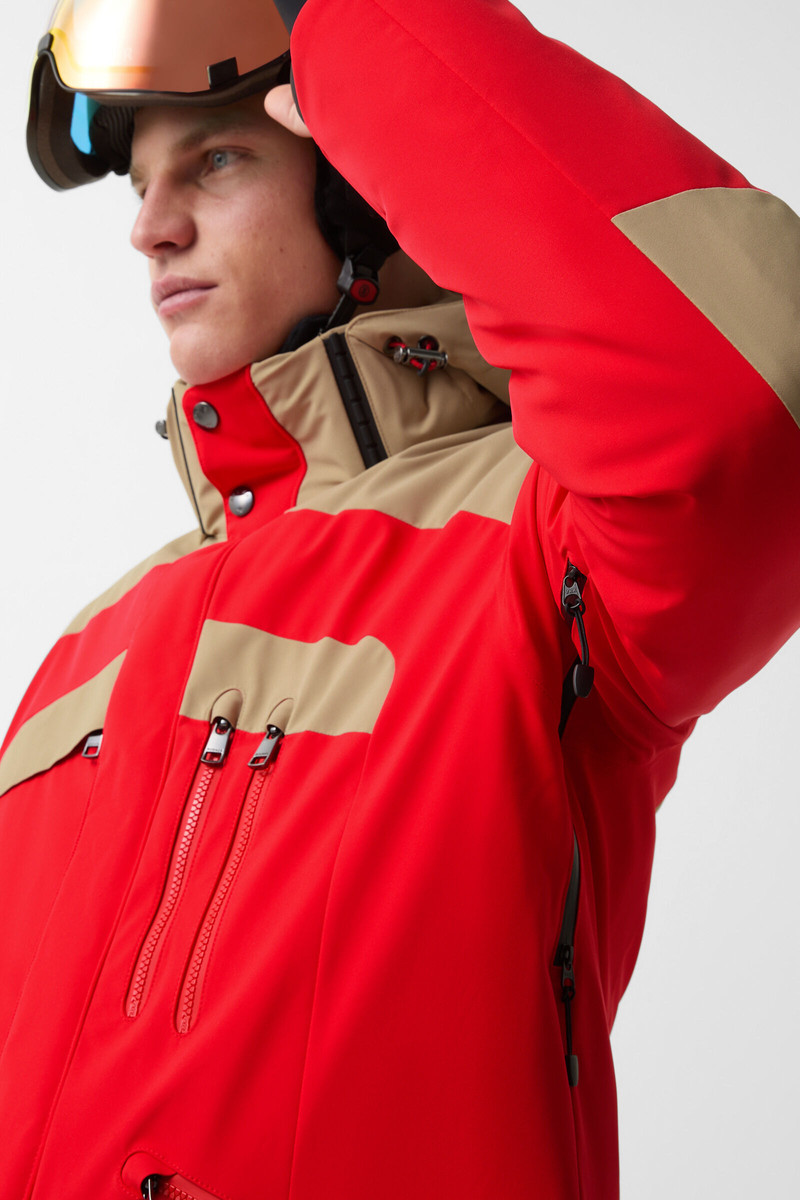 Danjo down ski jacket in Red/beige 7