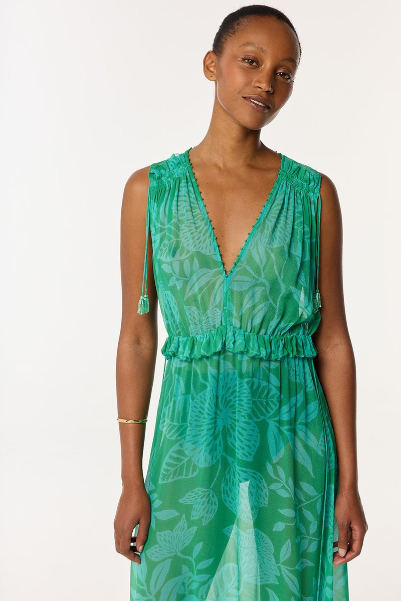 Poupette St Barth Long Dress Ciao - Mint Macro Stelis outlook