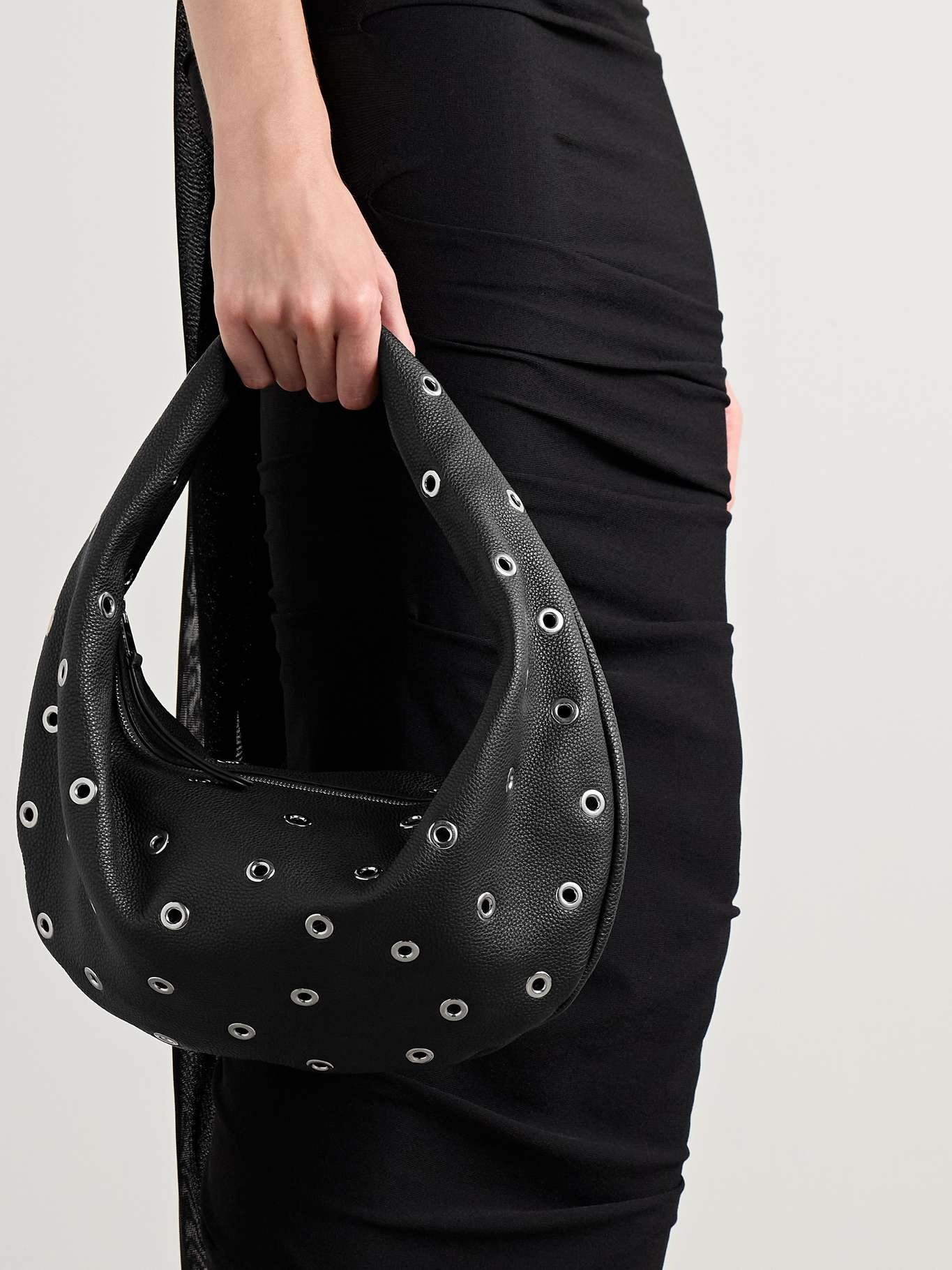Olivia medium embellished textured-leather tote - 2