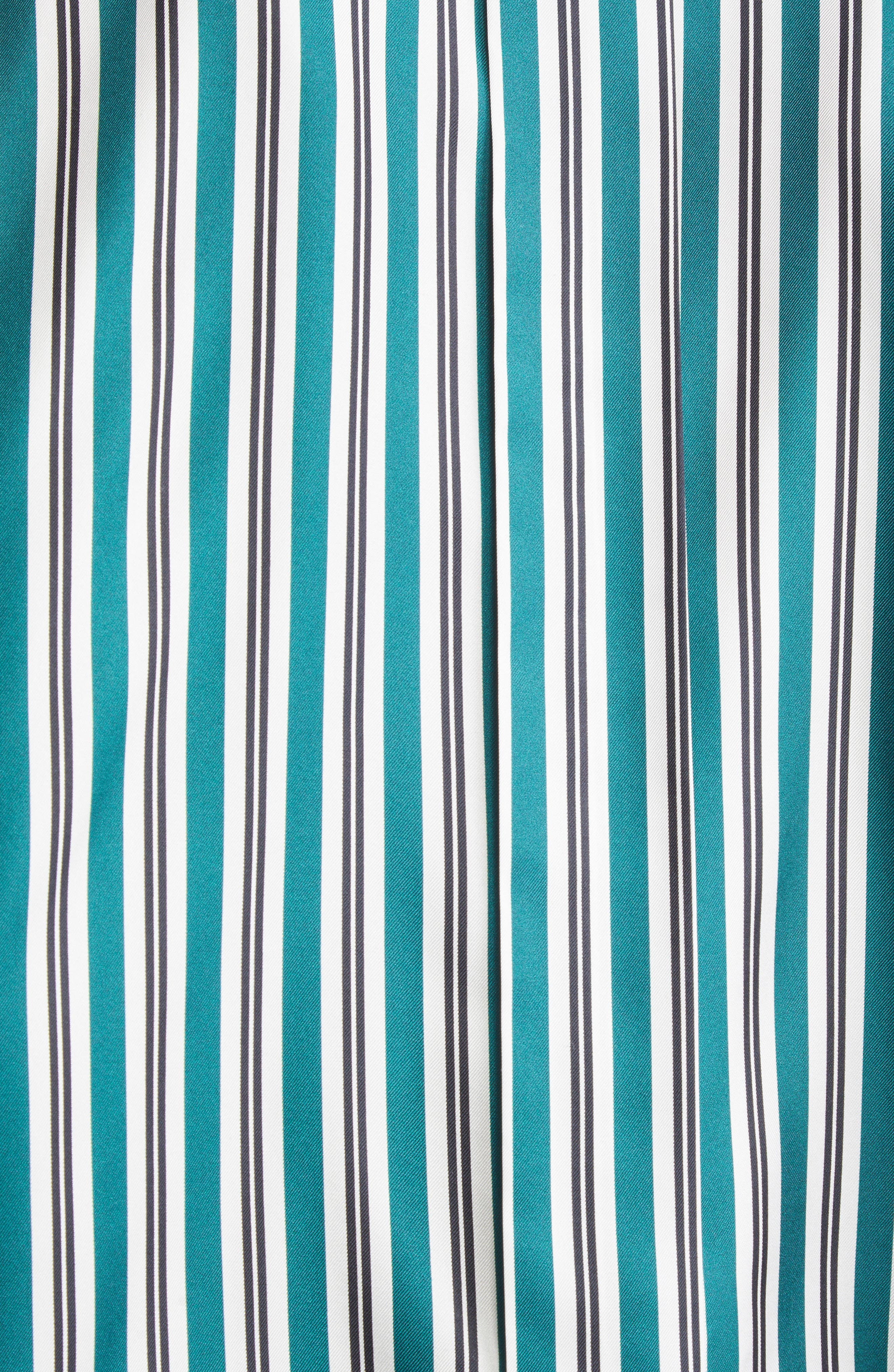 Max Mara Brama Stripe Crop Silk Button-Up Shirt in Dark Green at Nordstrom - 7