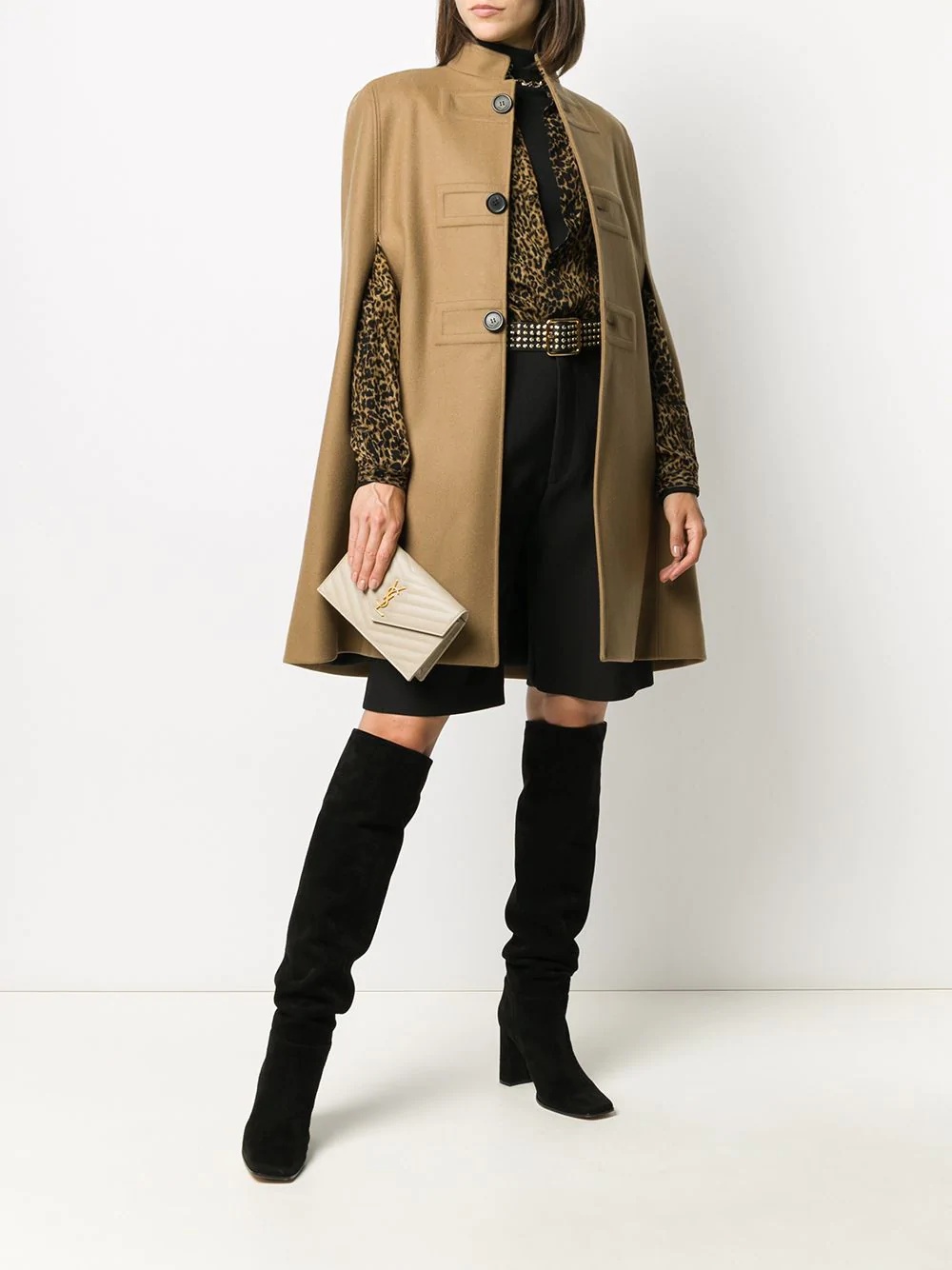 high collar cape coat - 2