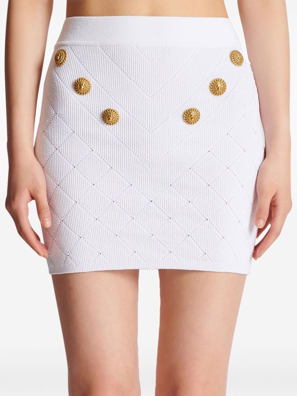 button-embellishment knitted miniskirt - 5
