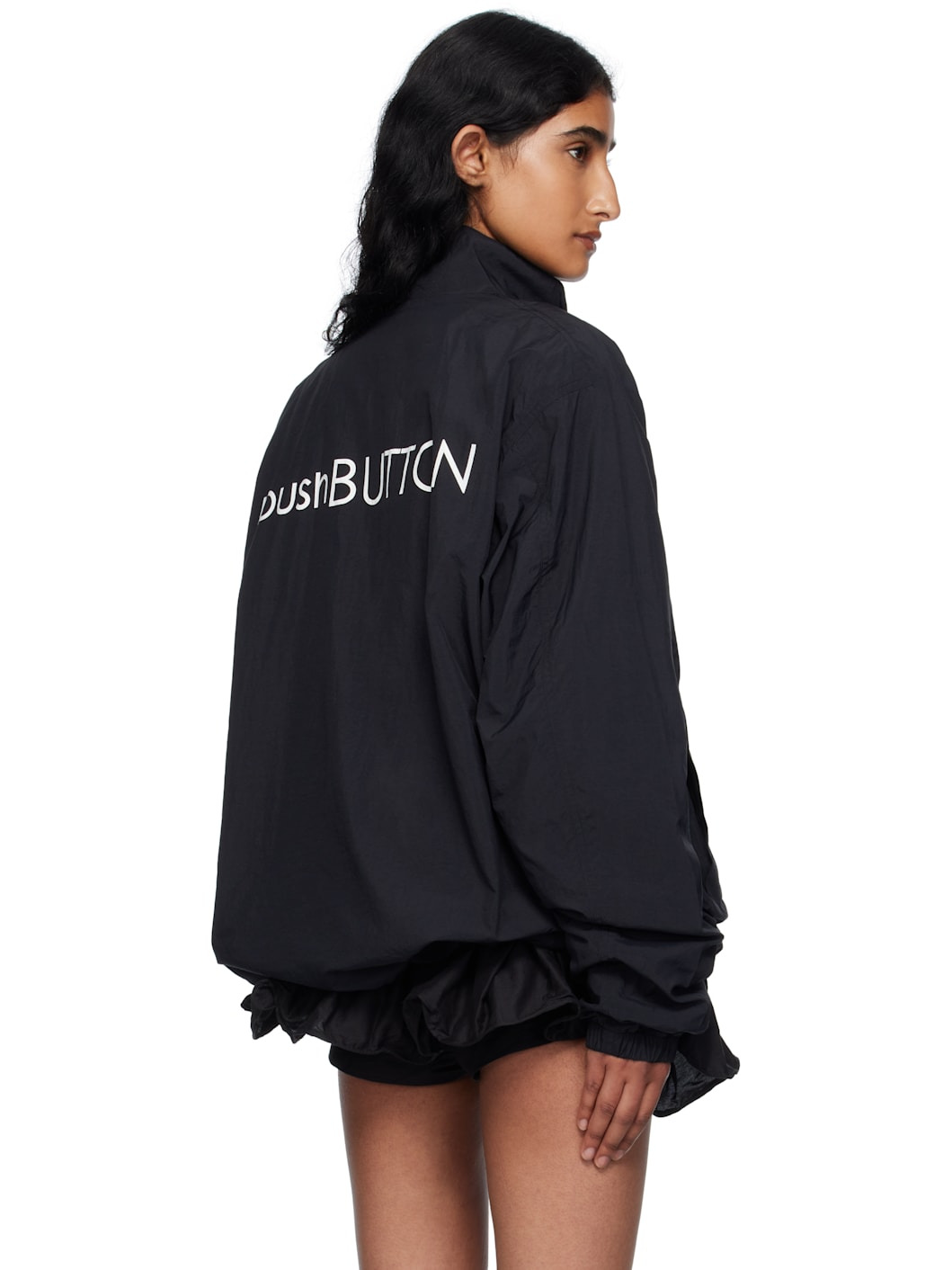 Black Logo Printed Windbreaker Jacket - 3