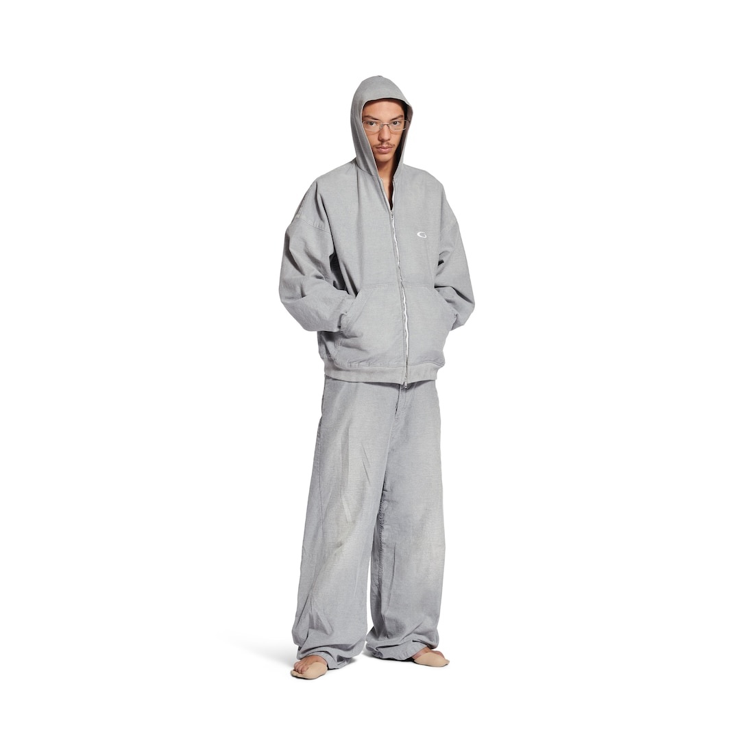 Men's Trompe L'œil Hoodie in Heather Grey - 2