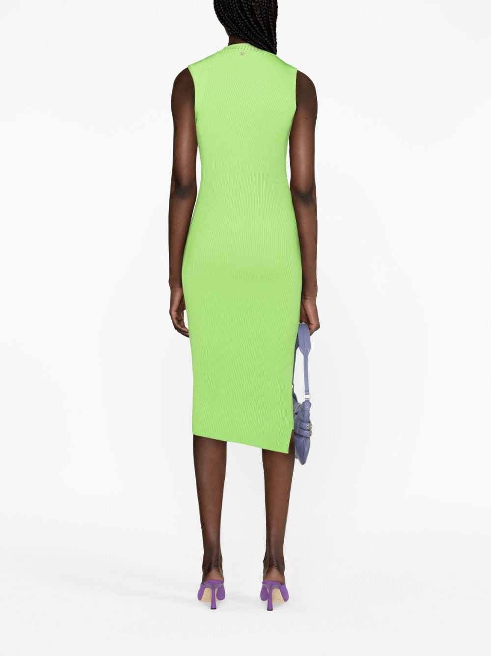 cut-out ribbed-knit midi dress - 3