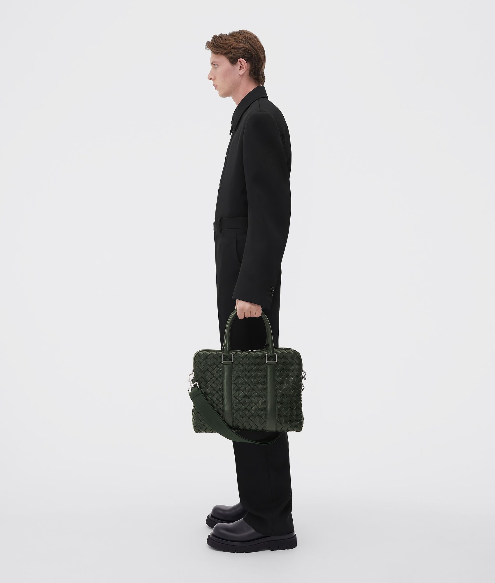 slim classic intrecciato briefcase - 5