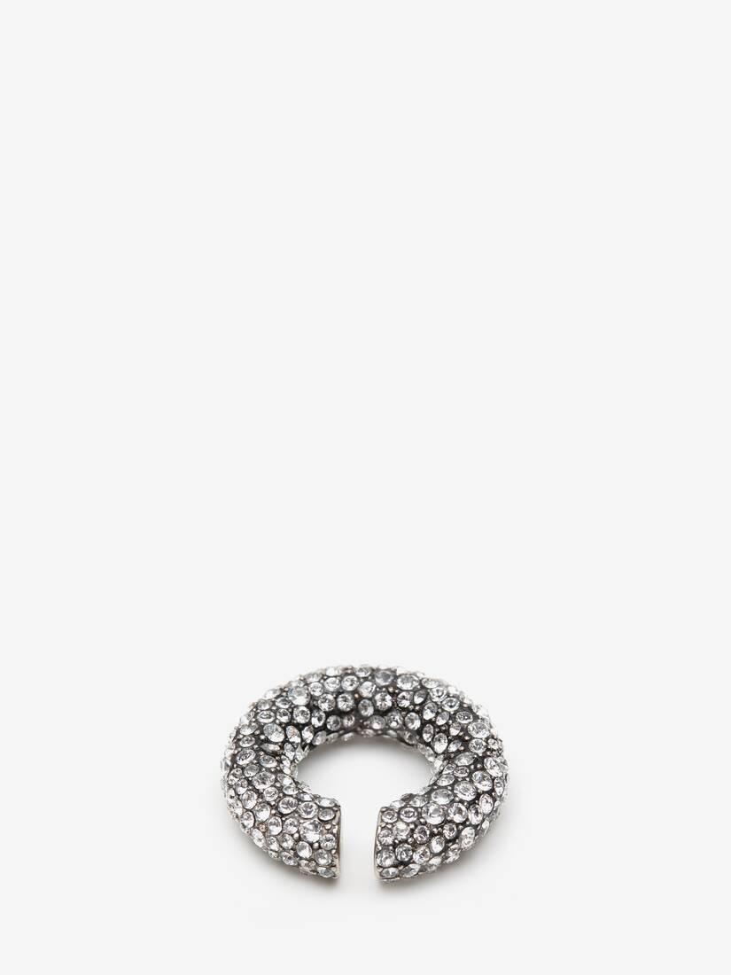 Women's Pave Round Ear Hook in Antique Silver - 3