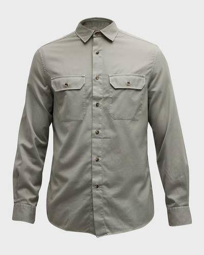 Brunello Cucinelli Men's Easy Fit Sport Shirt with Chest Pockets outlook