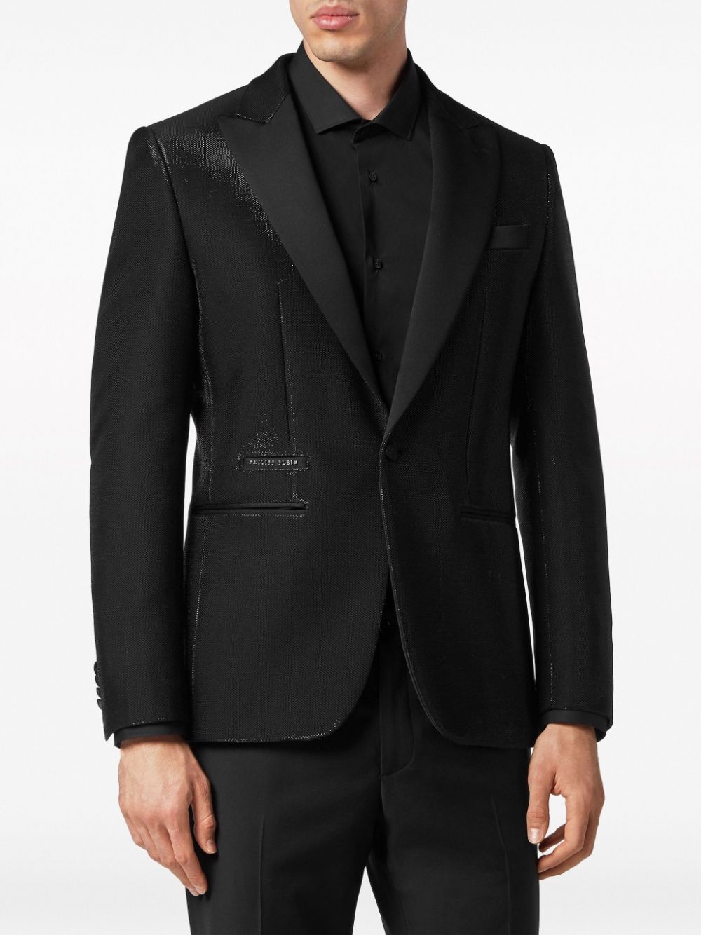 single-breasted lurex blazer - 3