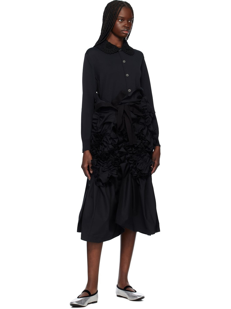 TAO Comme Des Garçons Black Yarn Dyed Wool Polyester Tropical Midi Skirt outlook