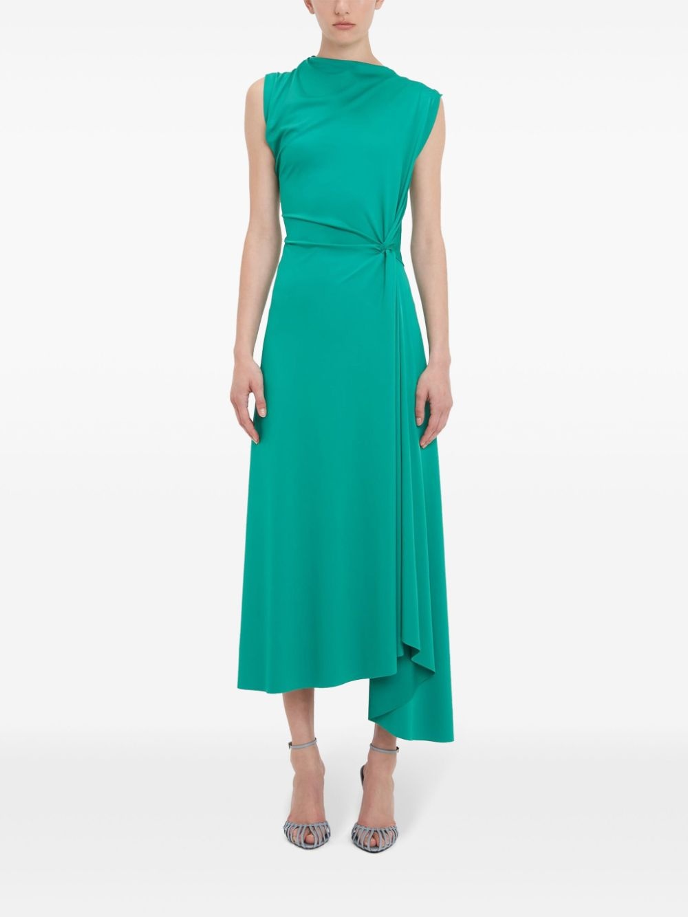 draped asymmetric midi dress - 2