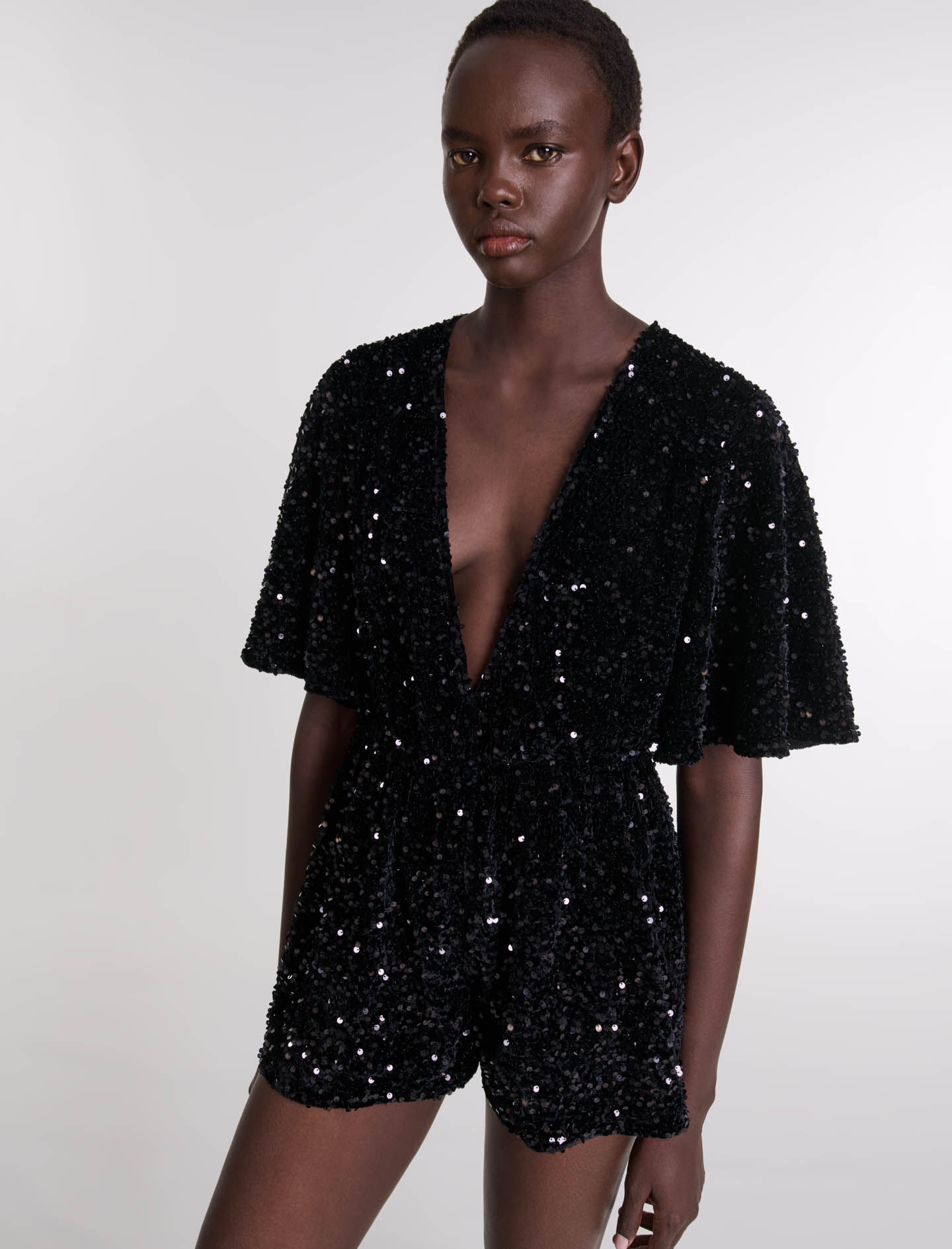 Sequinned velvet playsuit - 5