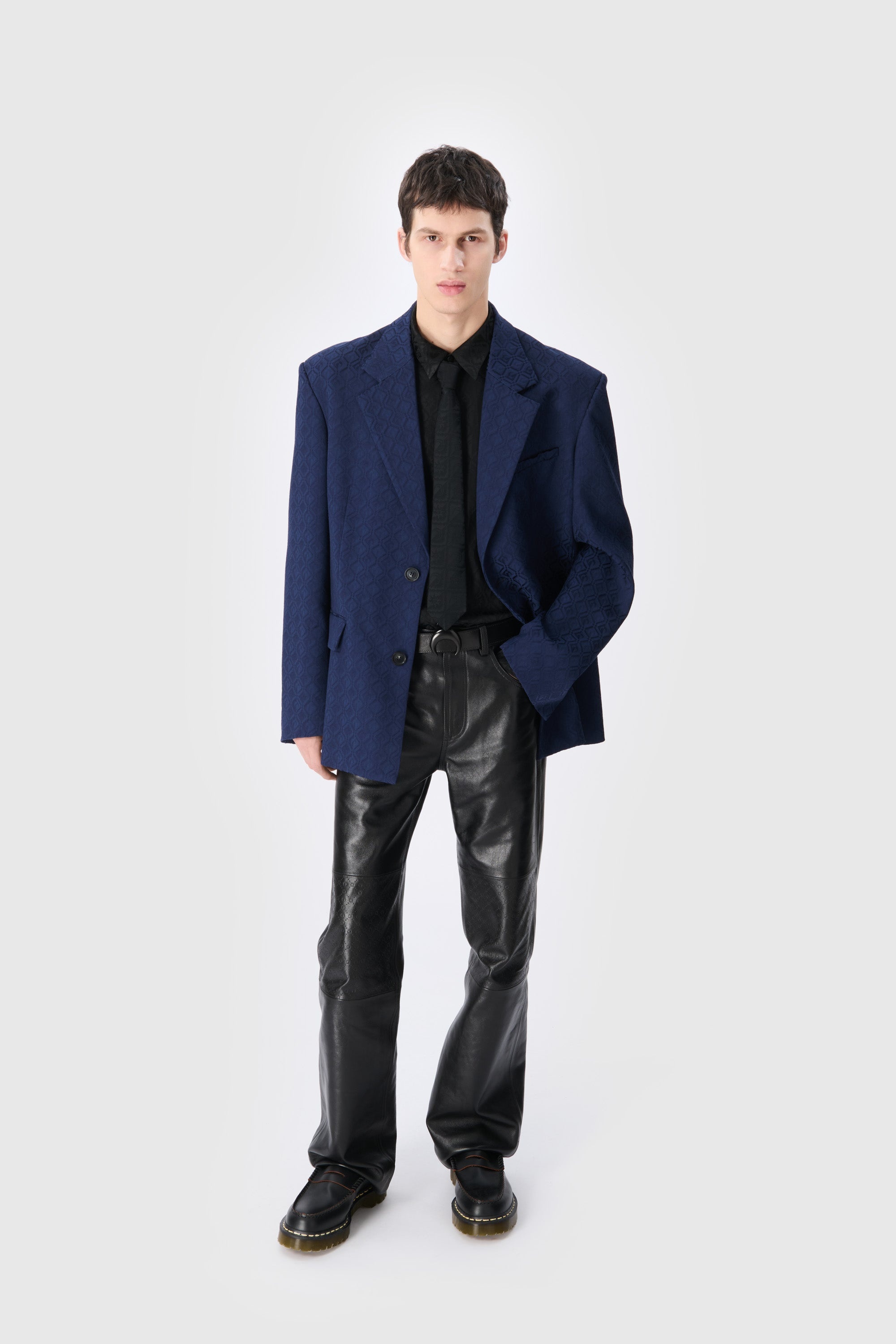 Moon Diamond Jacquard Tailoring Boxy Suit Jacket - 5