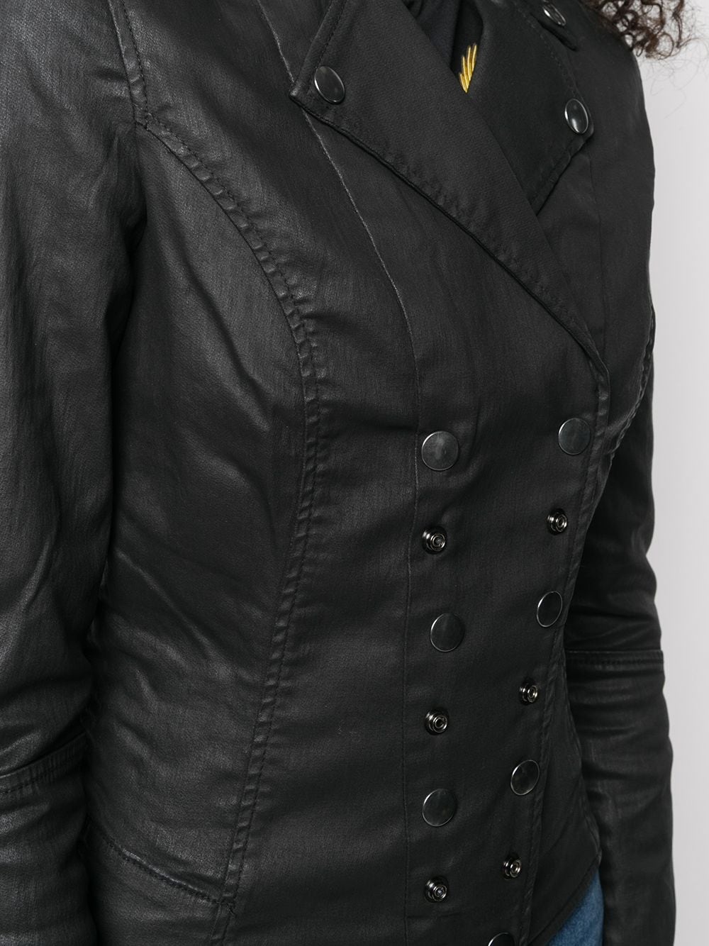 fitted cotton-leather jacket - 5