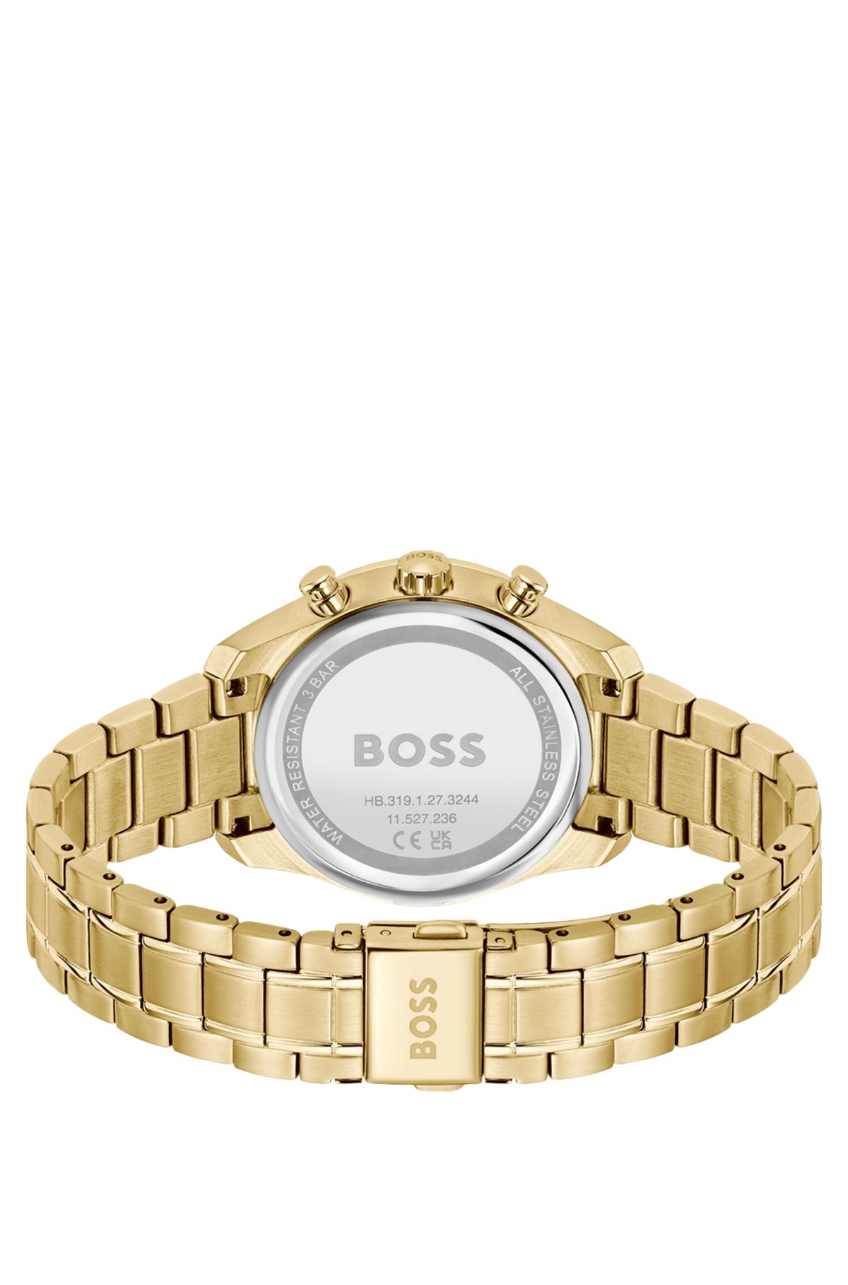 BOSS GOLD-TONE WATCH WITH MONOGRAM-TEXTURED DIAL | REVERSIBLE