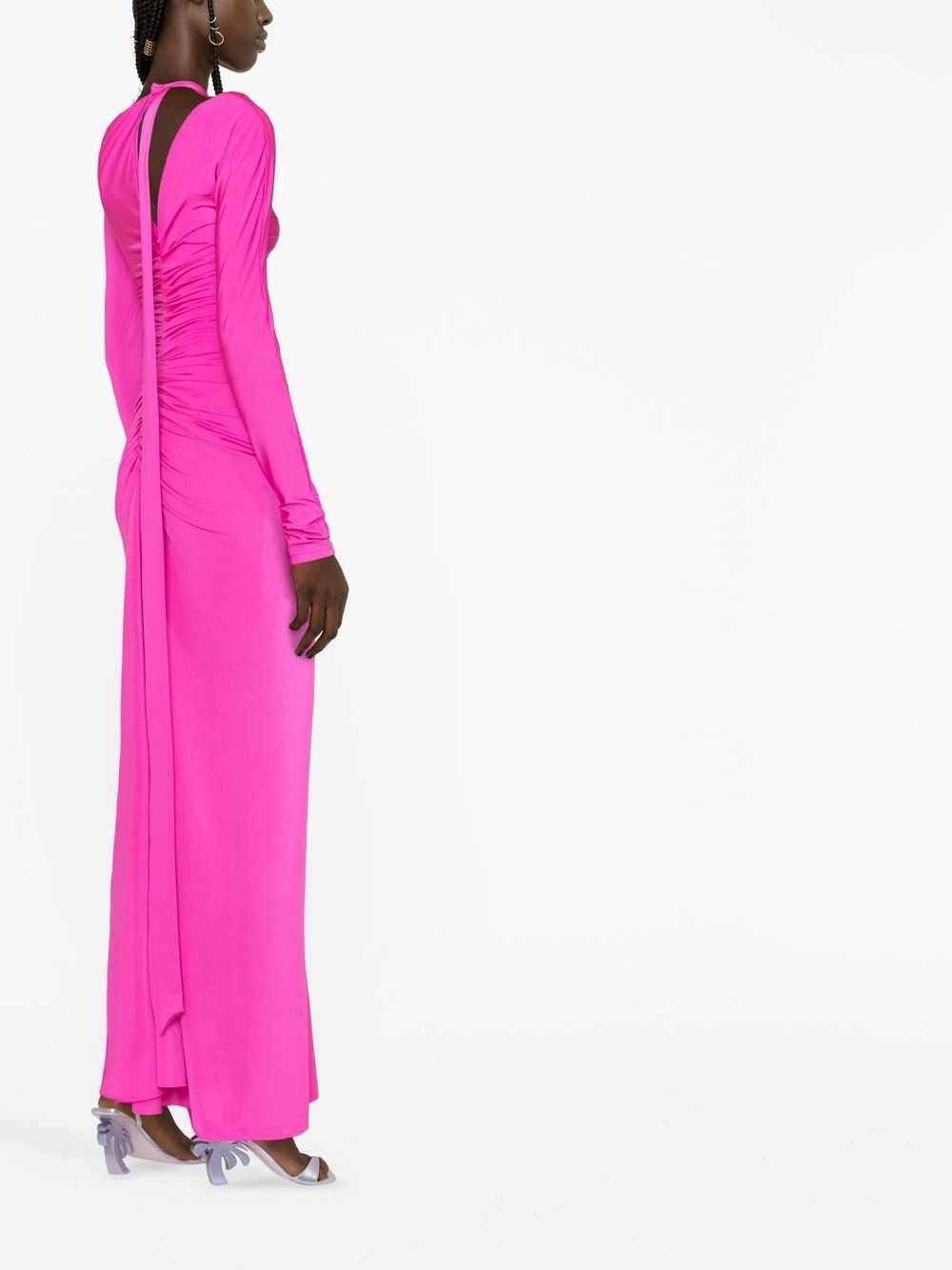 asymmetric ruched maxi dress - 3