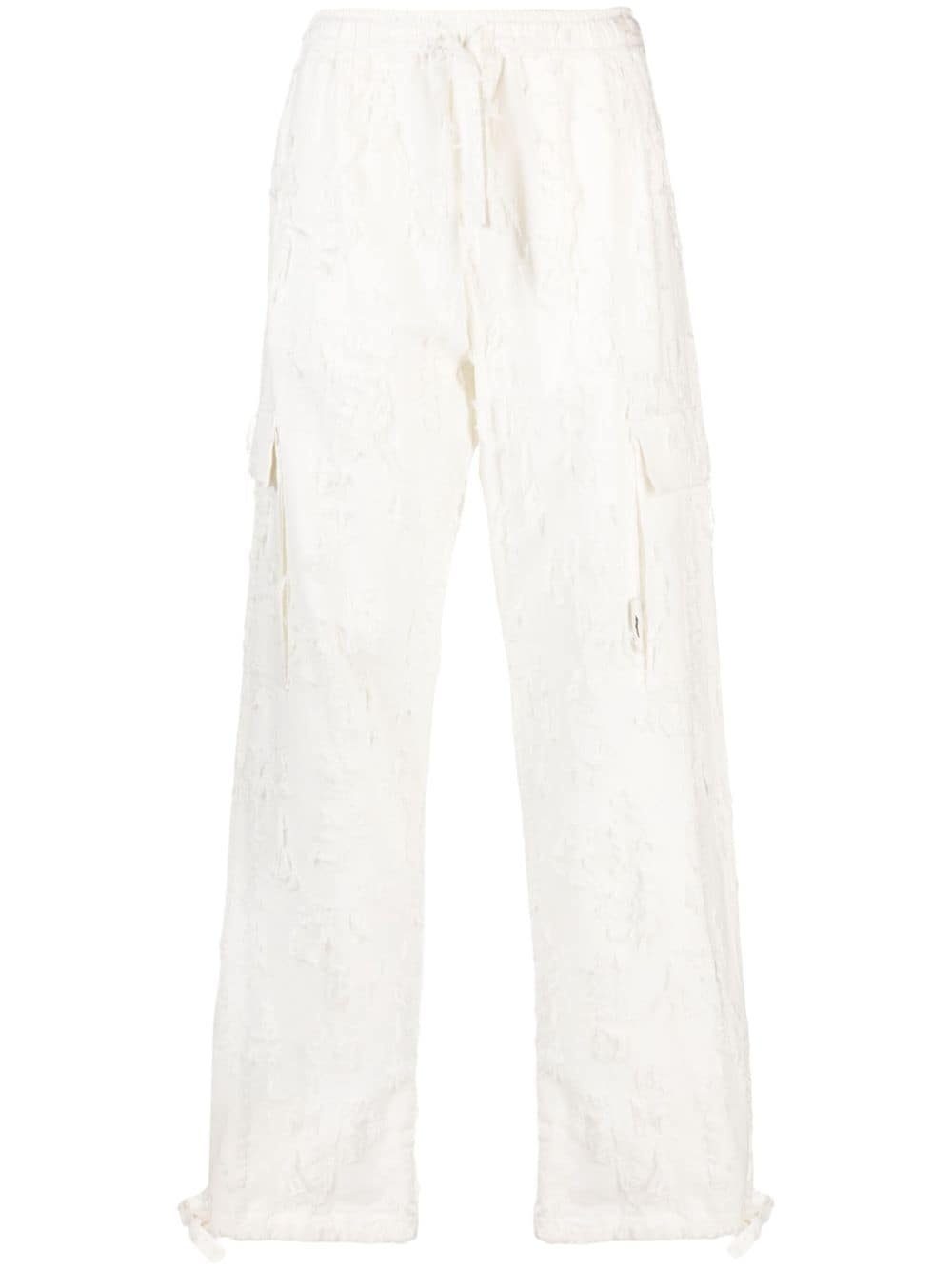 distressed-effect cotton trousers - 1