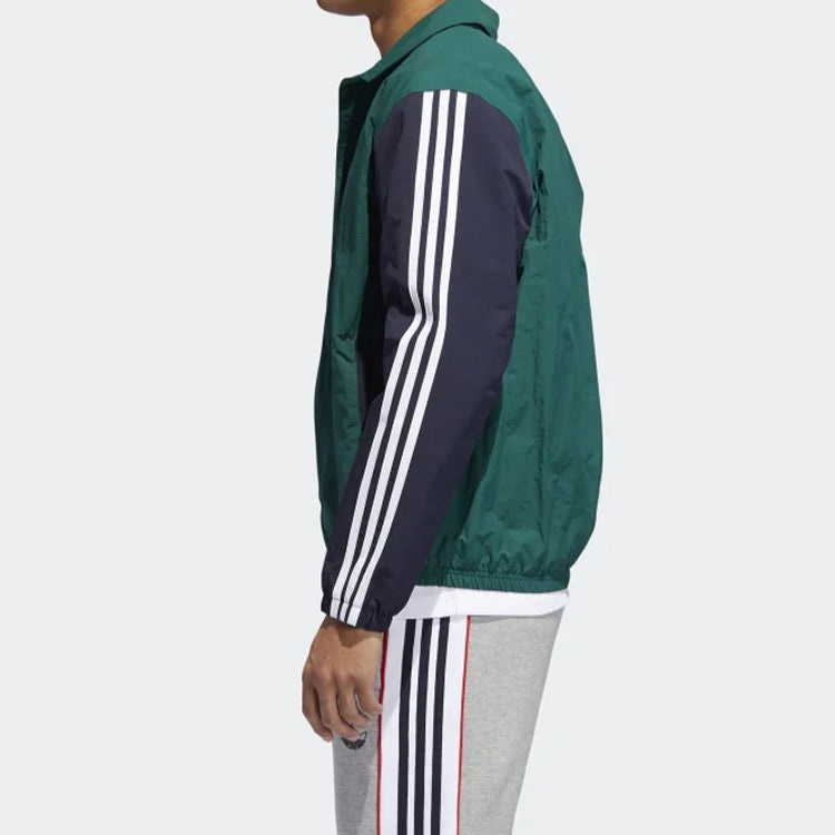 Men's adidas originals Trefoil Coach Colorblock Logo Casual Jacket Blue EJ7109 - 5