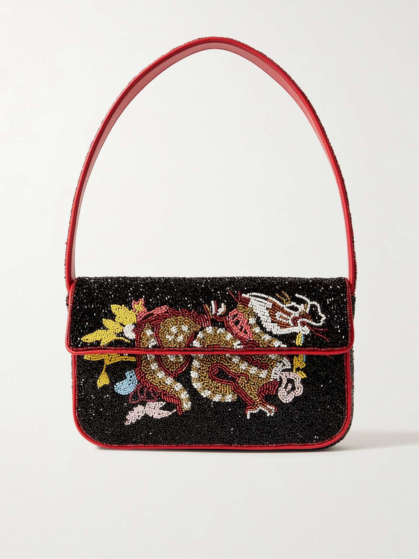 Tommy leather-trimmed beaded shoulder bag - 1