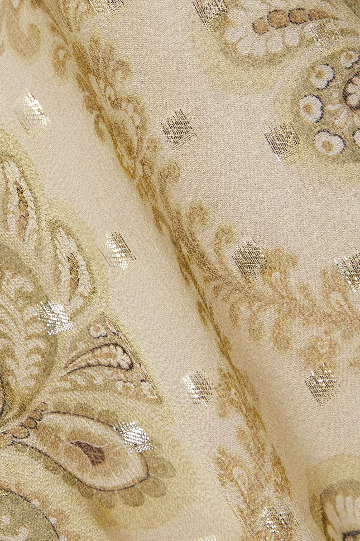 Paisley-print metallic fil coupé silk-blend blouse - 5