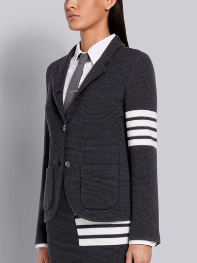 Thom Browne Dark Grey Fine Merino Wool Links Stitch Classic 4-Bar Jacket outlook