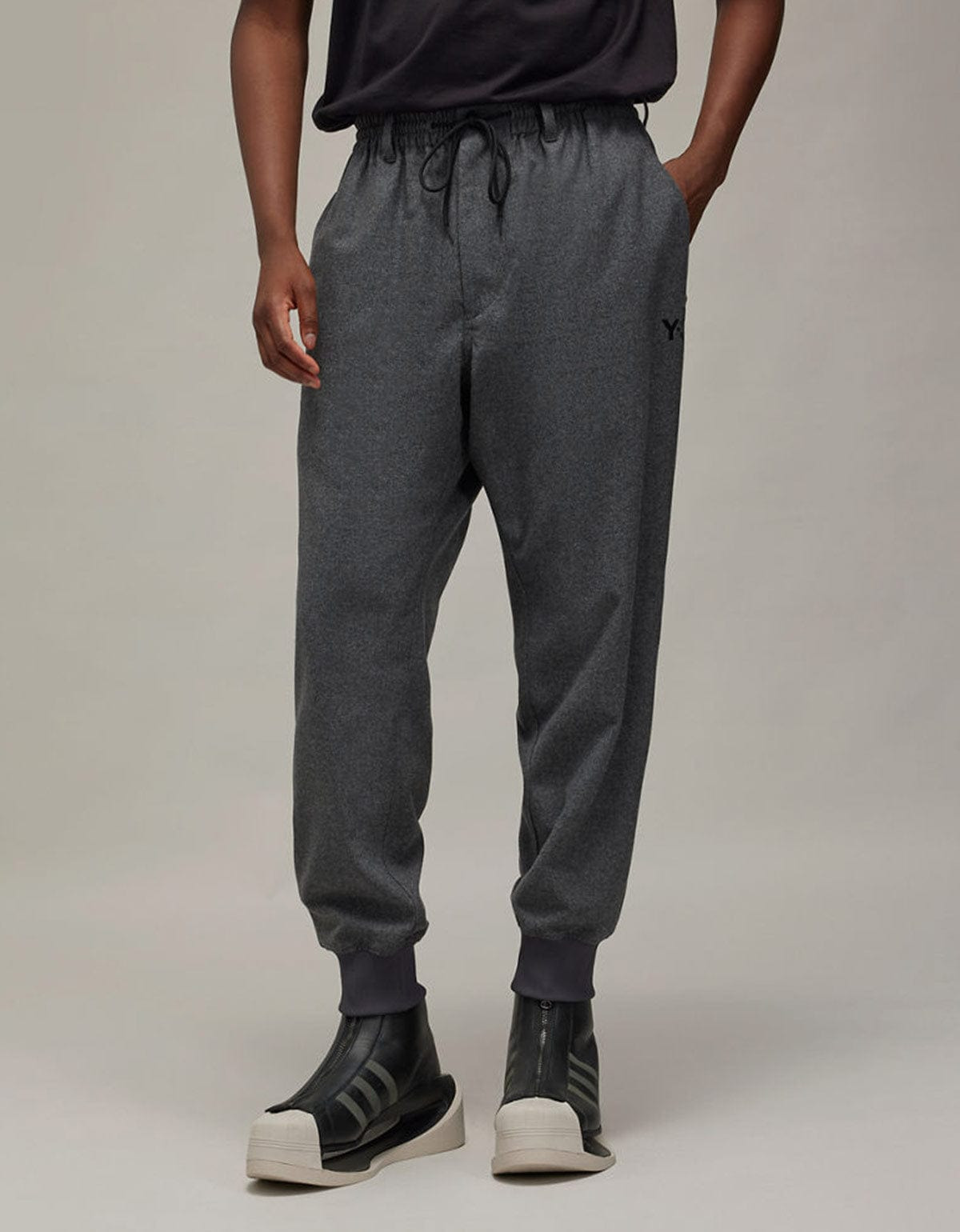 Y-3 Grey Wool Flannel Cuffed Pants - 2
