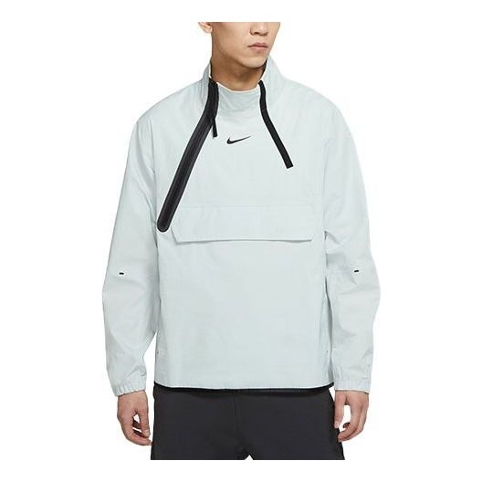 Men's Nike Sportswear Tech Pack logo Casual Splicing Woven Breathable Jacket Tops Light Silver DC698 - 1