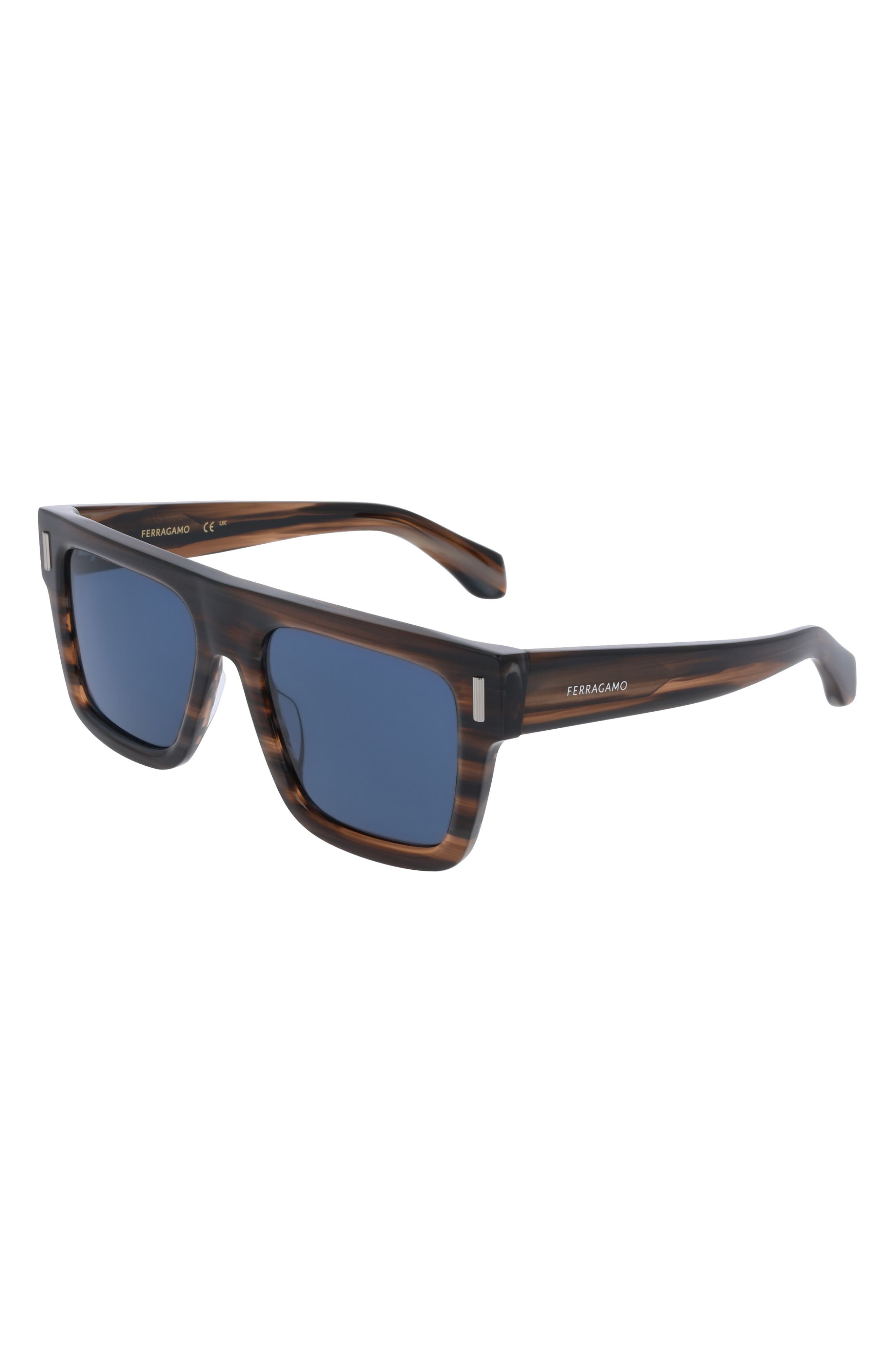 FERRAGAMO 53mm Square Sunglasses in Striped Brown at Nordstrom - 2