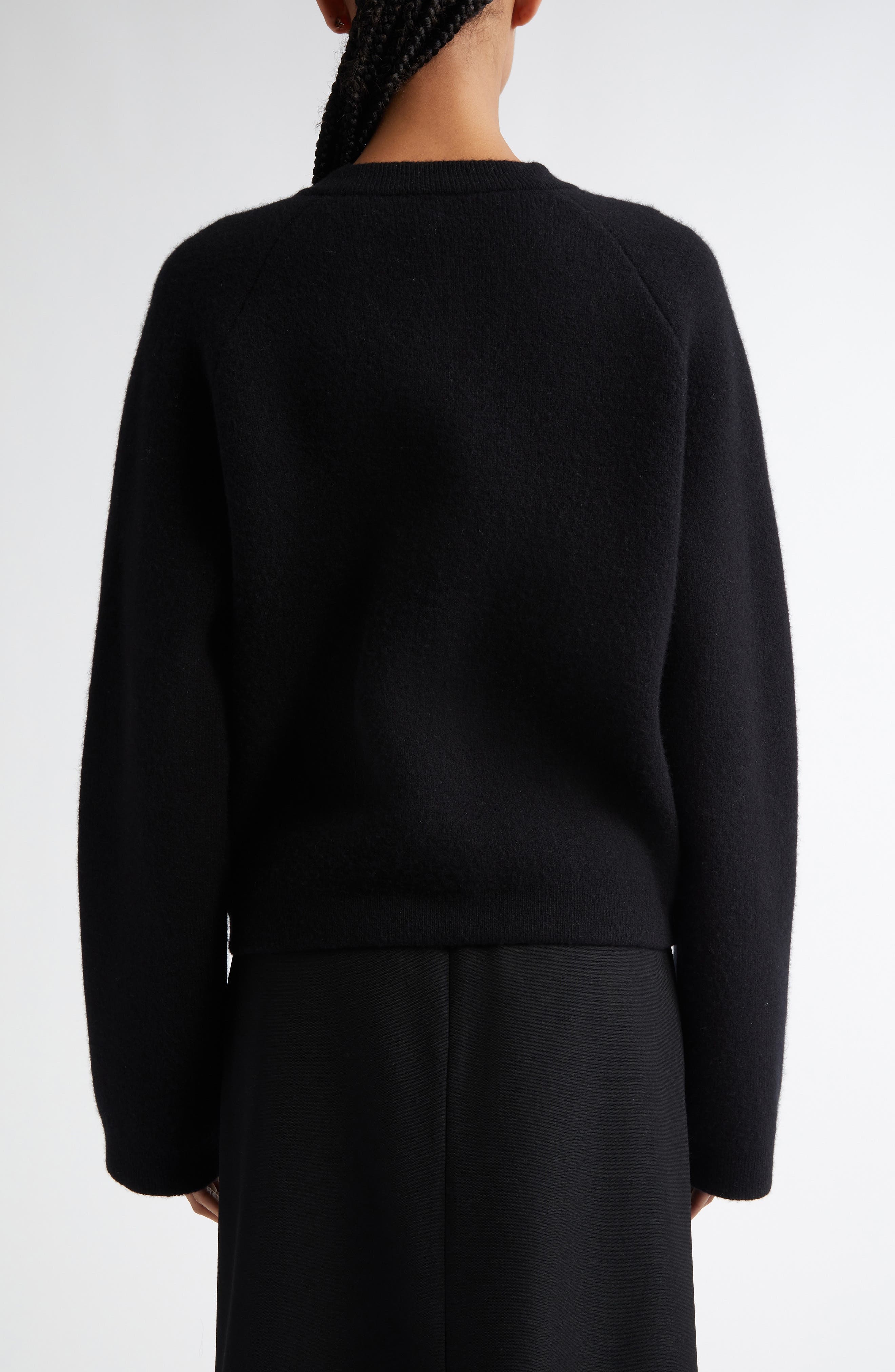 TOTEME Hammered Button Wool & Cashmere Blend Cardigan in Black at Nordstrom - 3