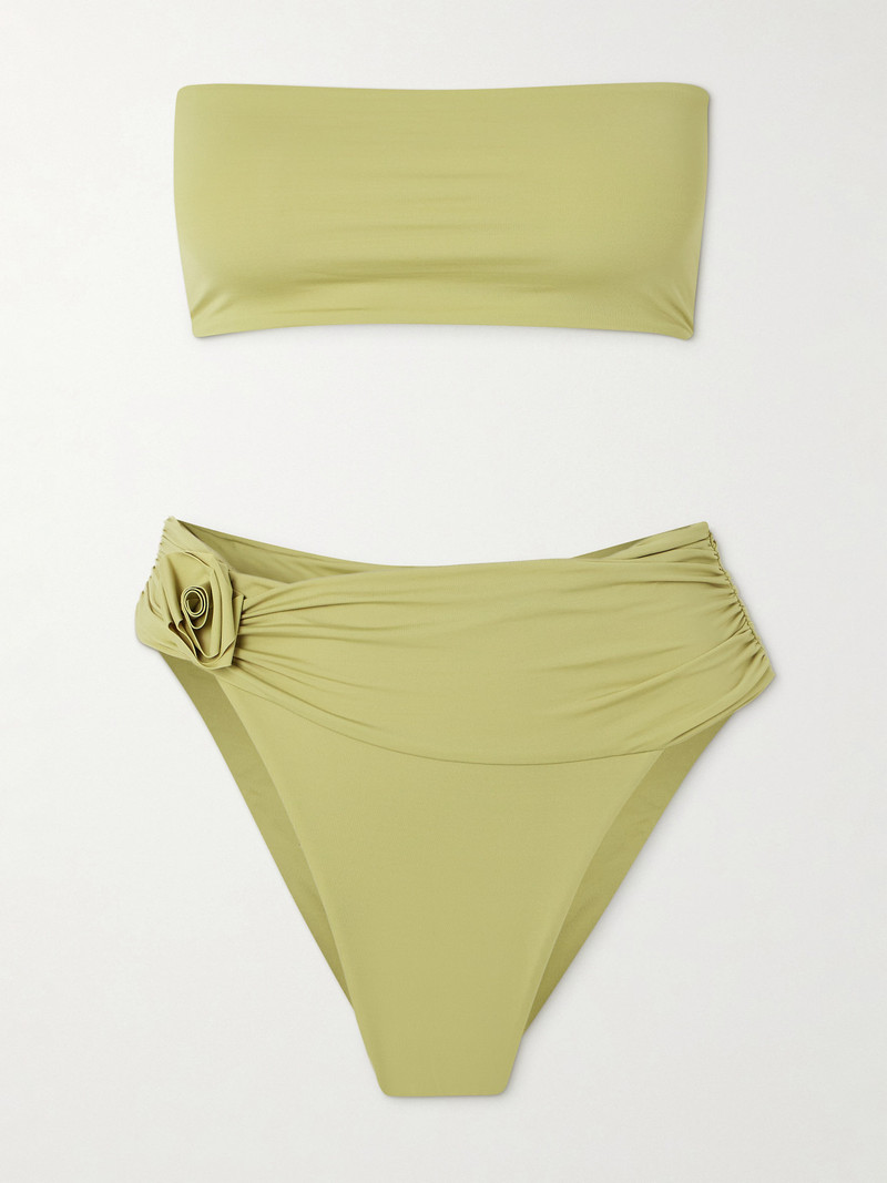 Alheli Appliquéd Ruched Bandeau Bikini 1