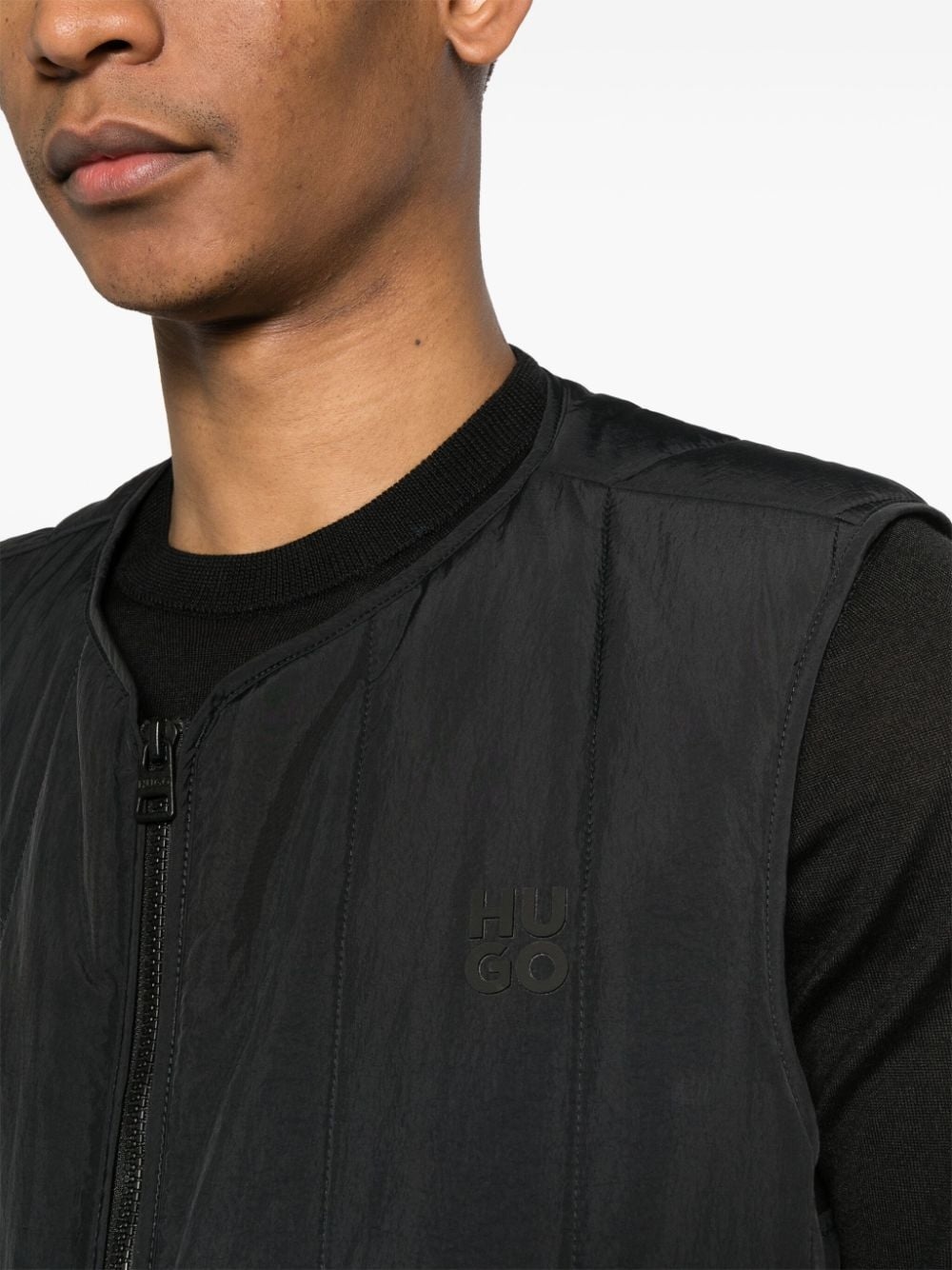 logo-appliquÃ© quilted gilet - 5