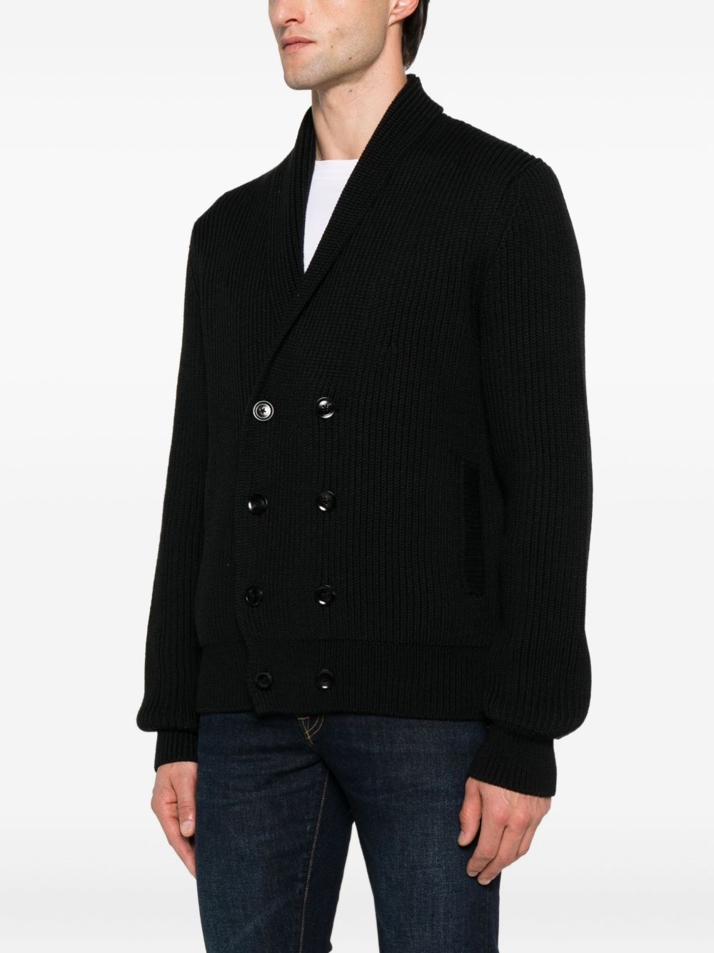 ribbed-knit double-breasted cardigan - 3