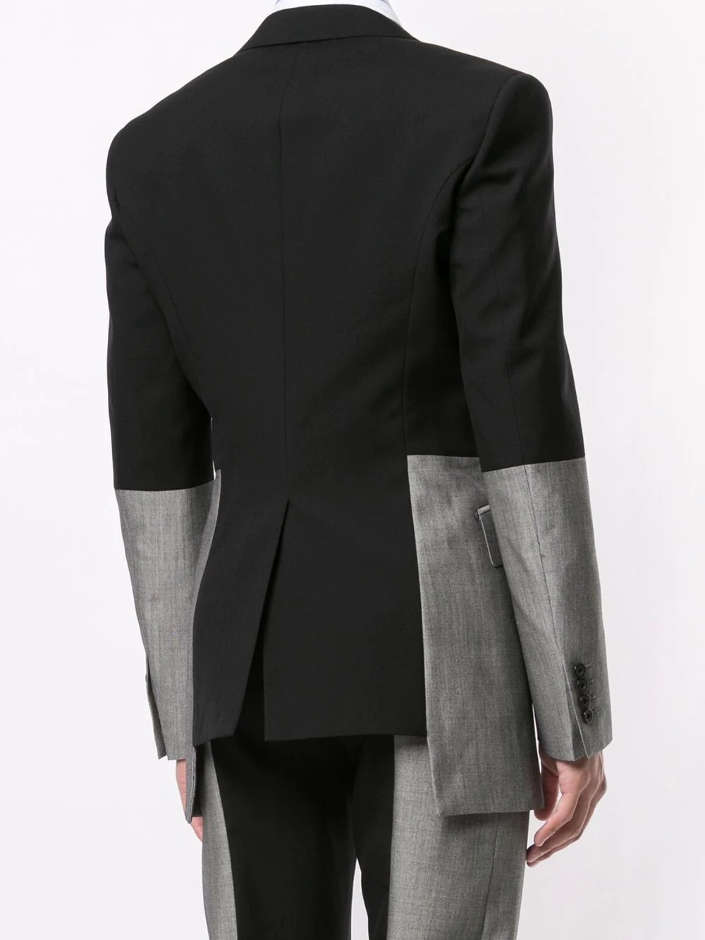 two-tone single-breasted suit jacket - 4