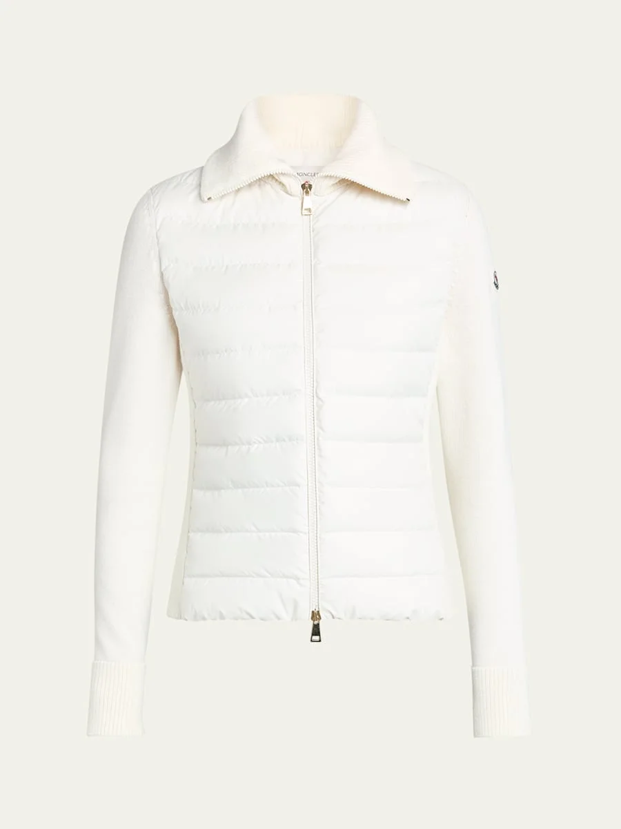 Padded Wool Zip-Up Cardigan - 1