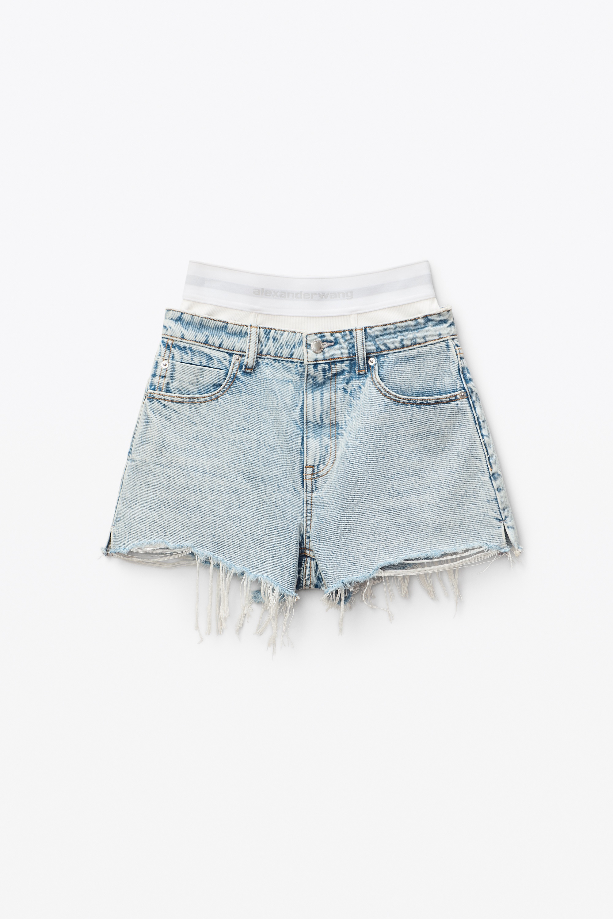 LOGO ELASTIC BRIEF LAYER SHORT IN DENIM - 1