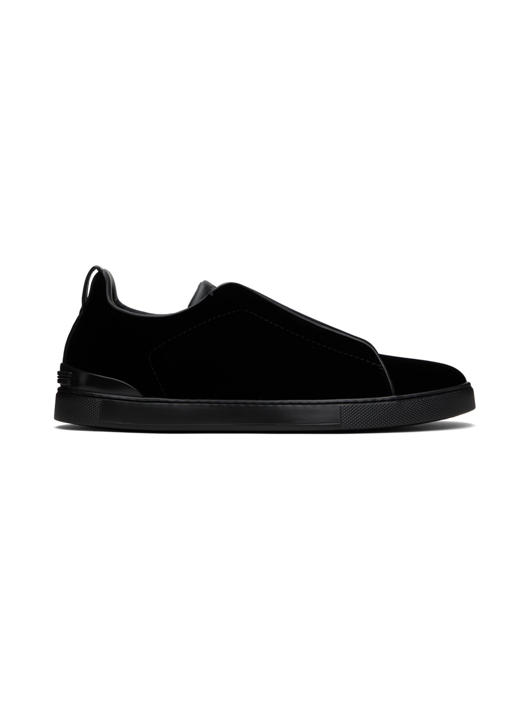 Black Velvet Triple Stitch Sneakers - 1