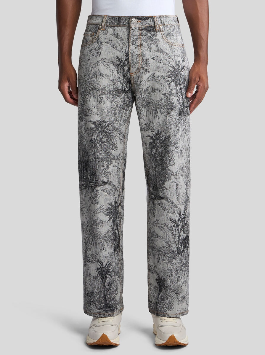 WIDE-LEG JACQUARD JEANS - 2